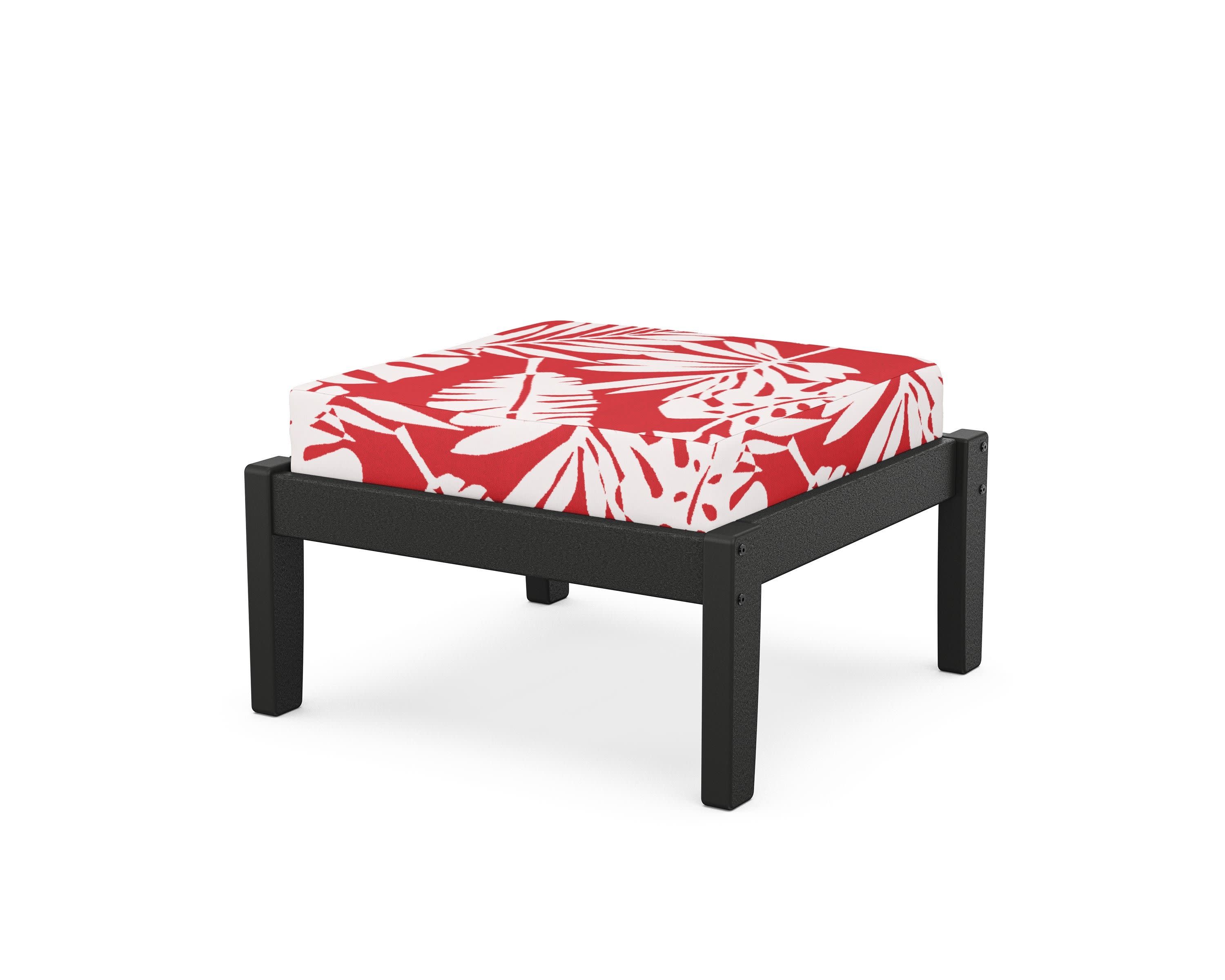 Deep Seating Ottoman in Black / Leaf Crimson