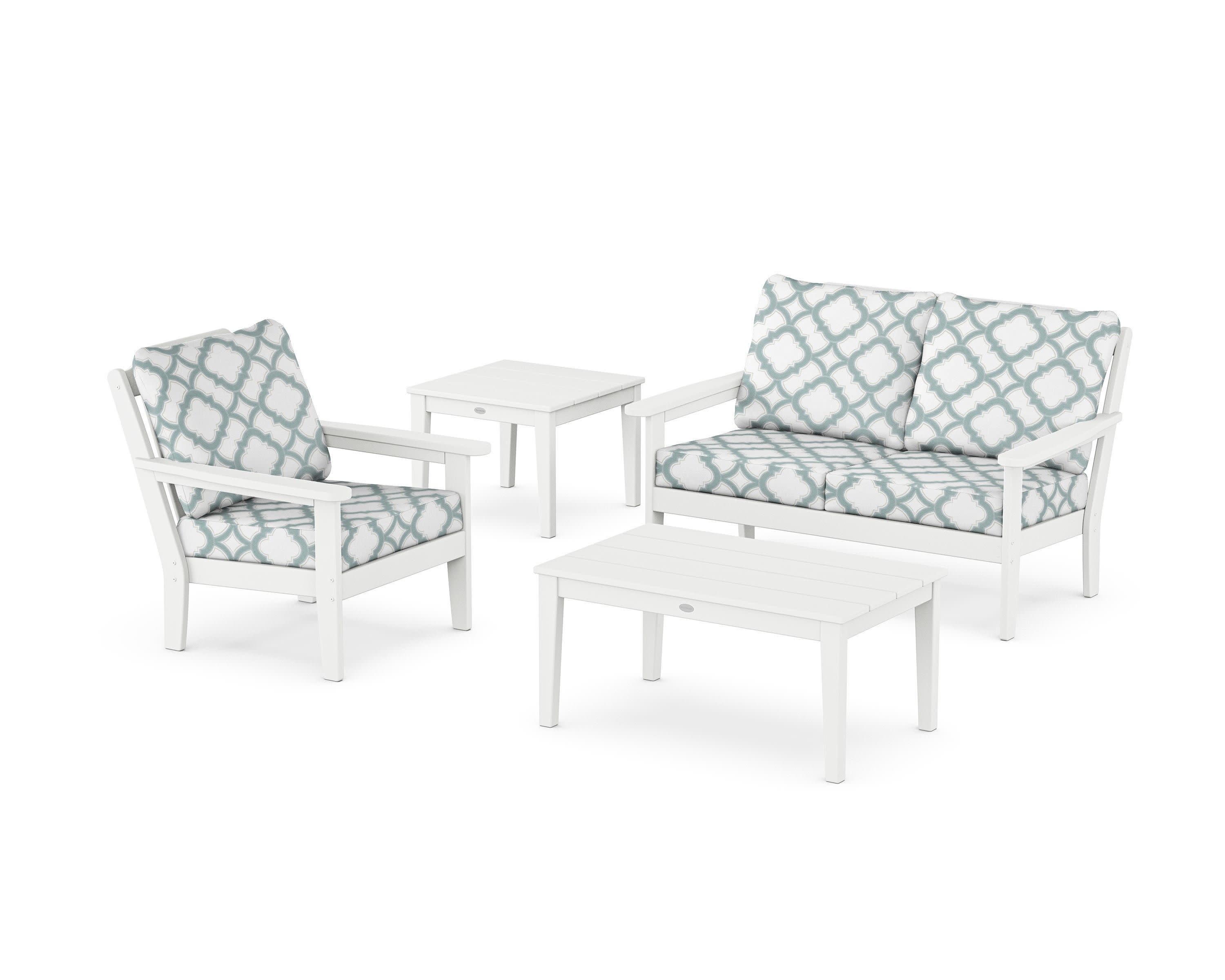 Wovendale 4-Piece Deep Seating Set in White / Trellis Glacier Spa