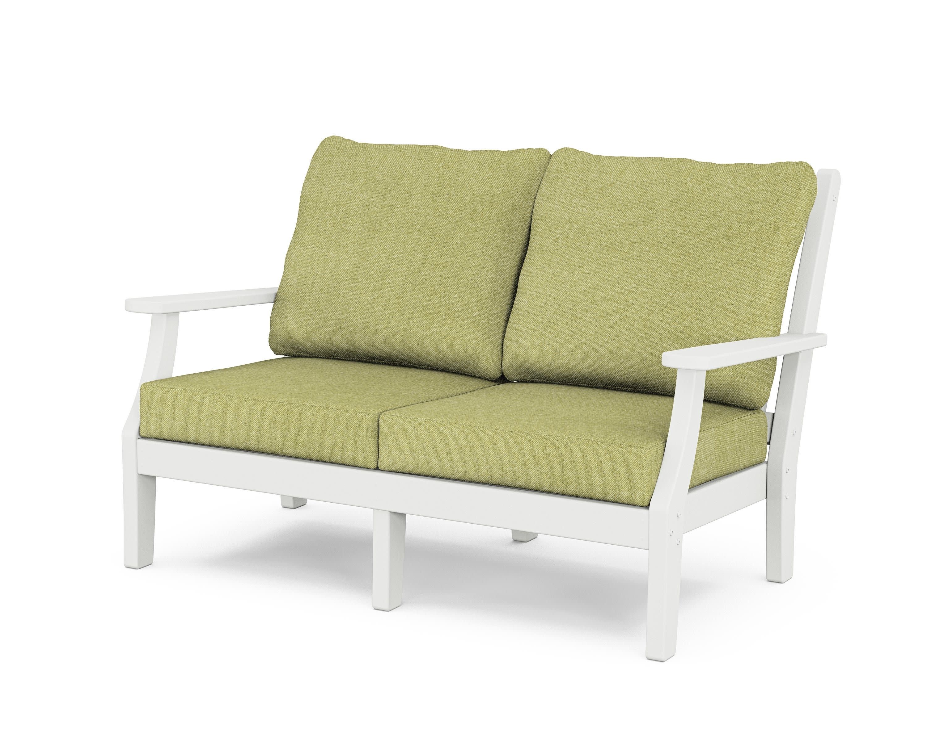 Wovendale Deep Seating Loveseat in White / Chartreuse Boucle