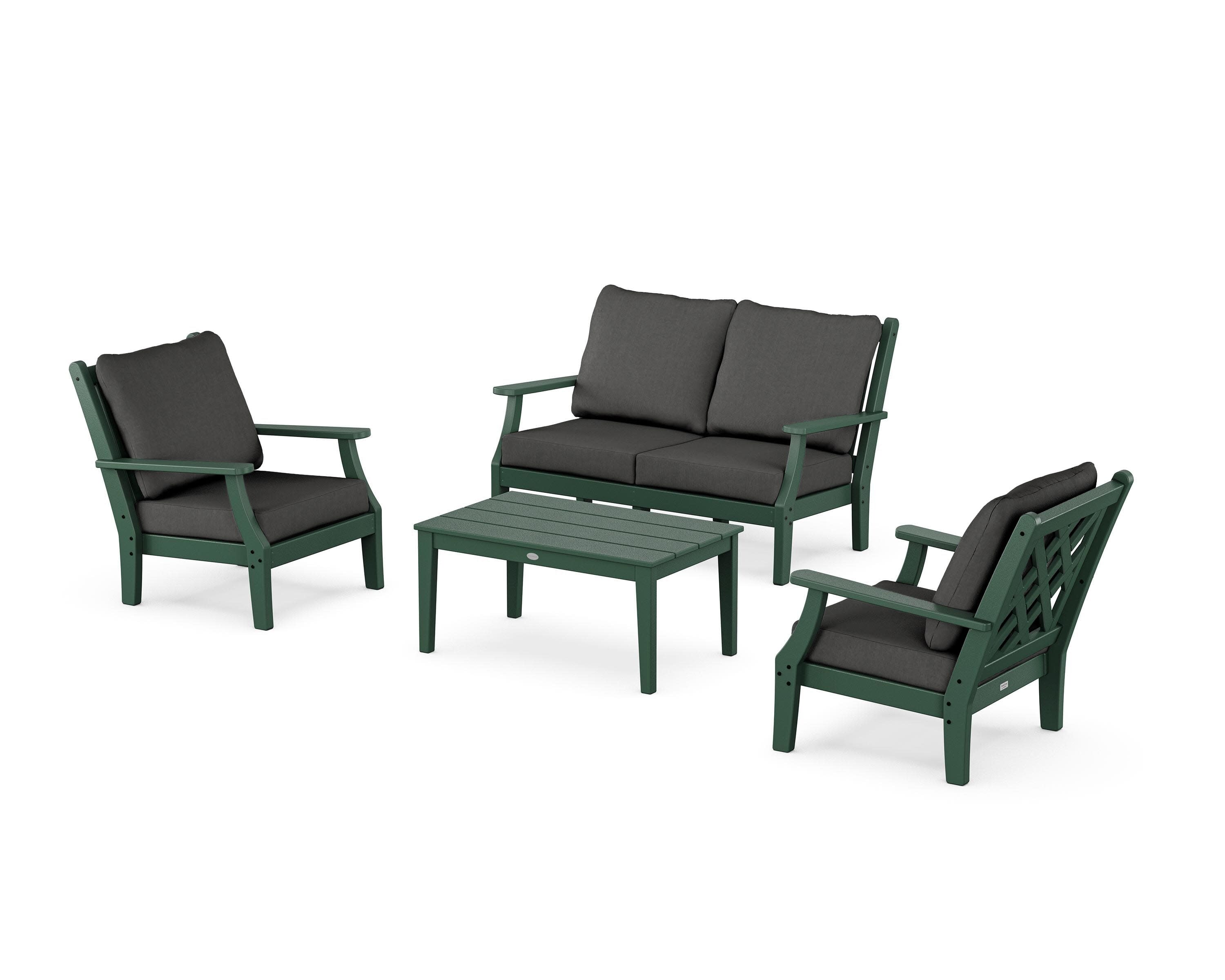 Wovendale 4-Piece Deep Seating Set with Loveseat in Green / Spectrum Carbon
