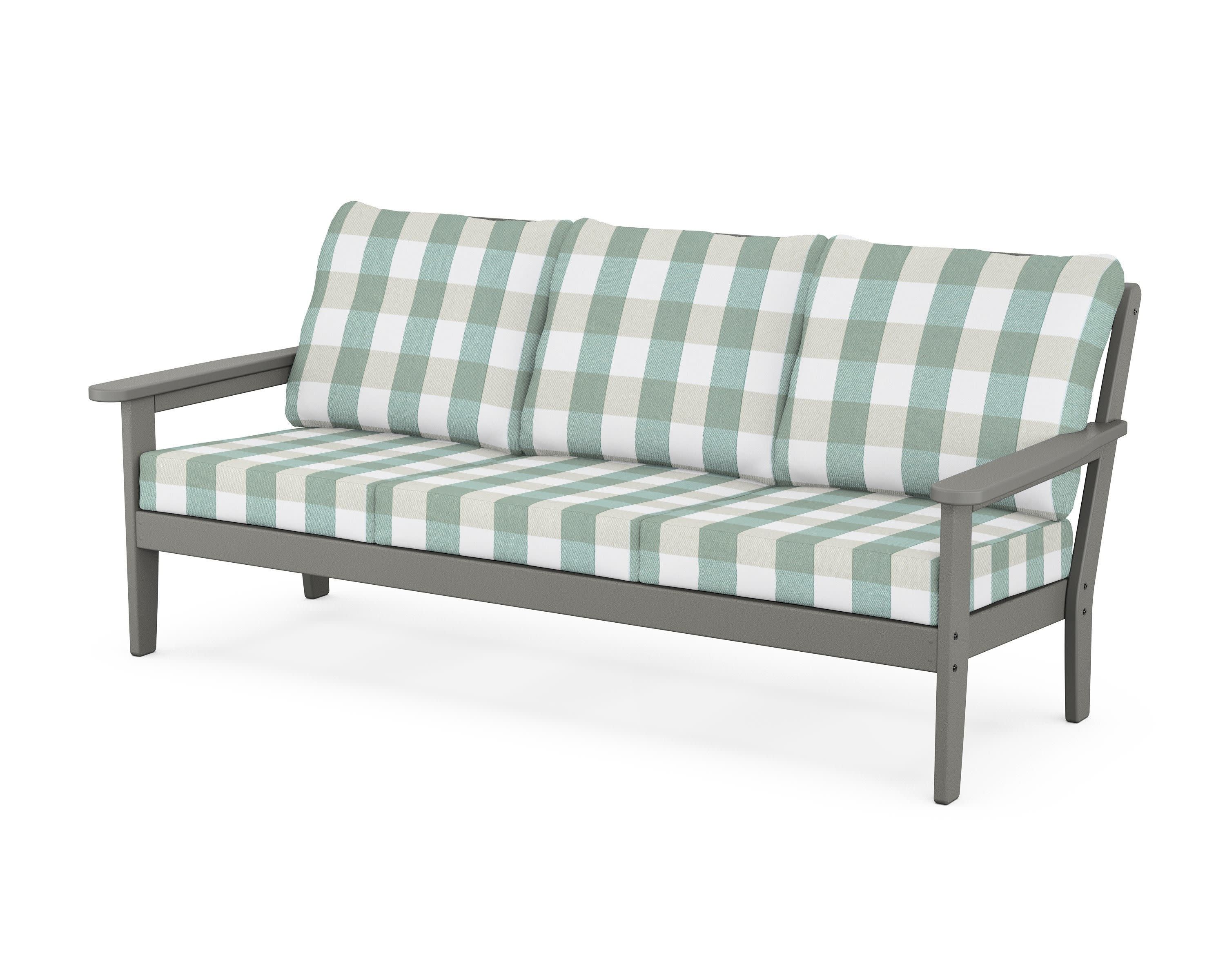 Cottage Deep Seating Sofa in Slate Grey / Buffalo Plaid Glacier Spa