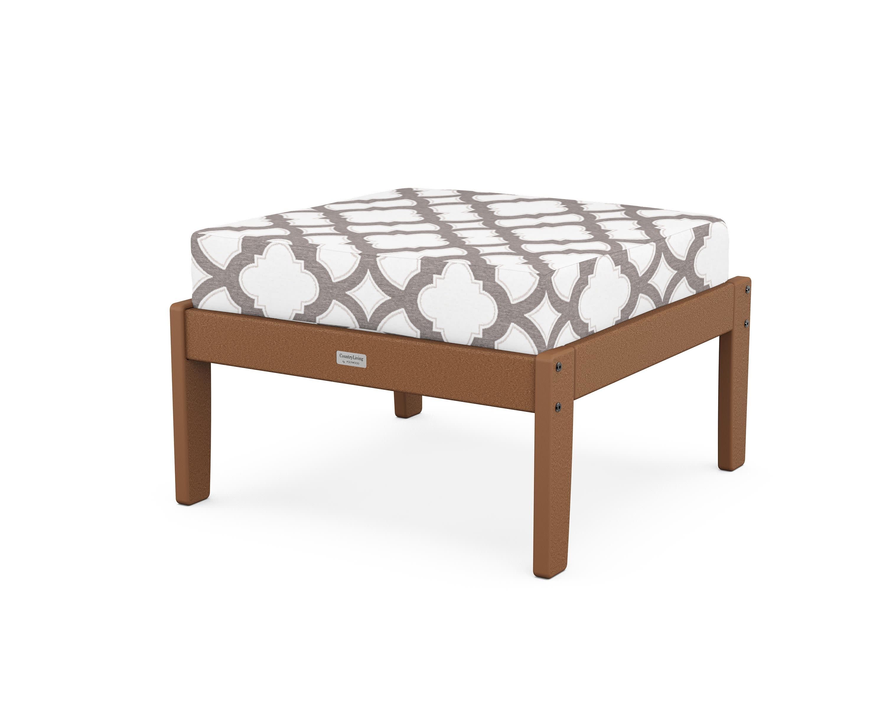 Cottage Deep Seating Ottoman in Teak / Trellis Grey Mist