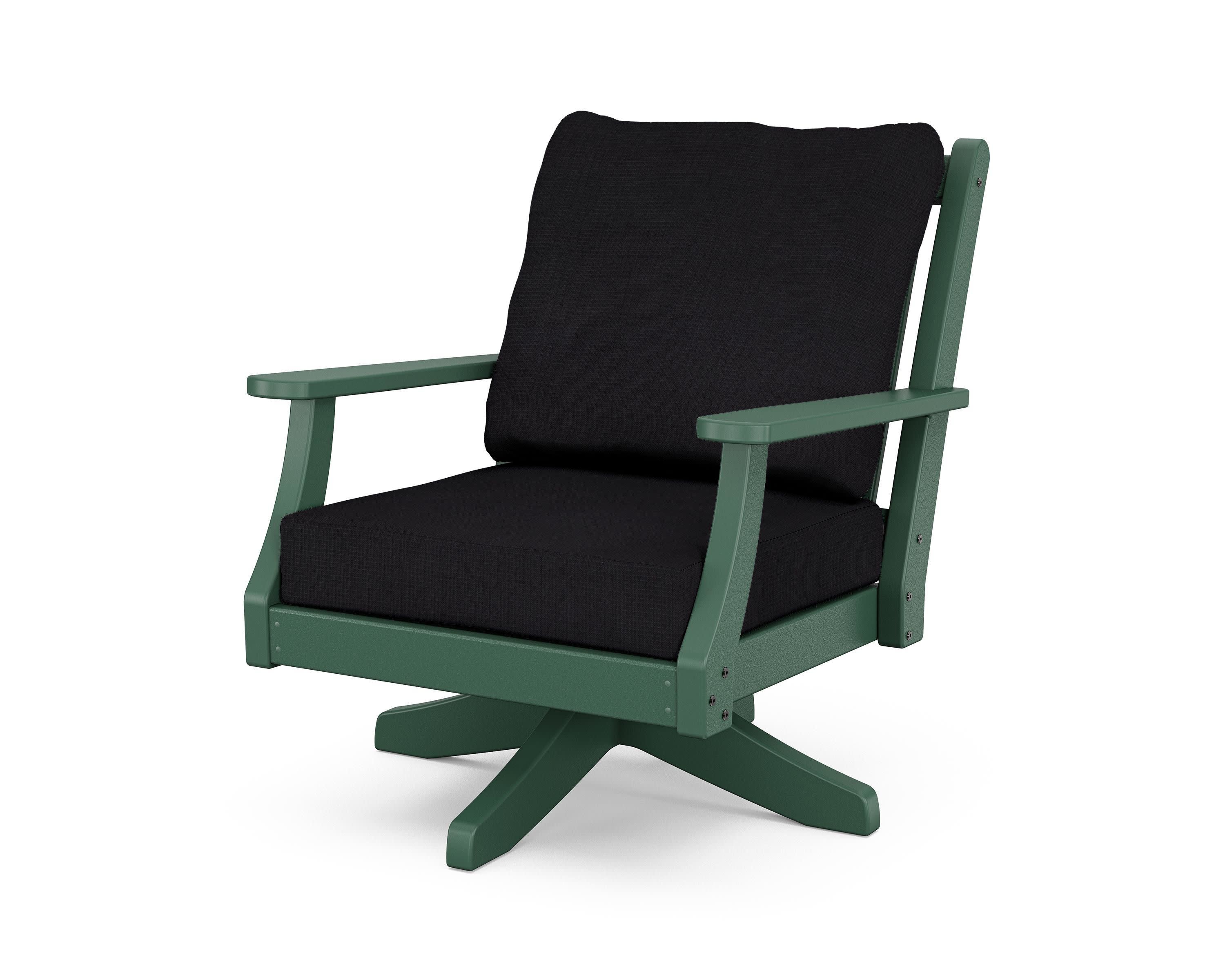 Wovendale Deep Seating Swivel Chair in Green / Midnight Linen