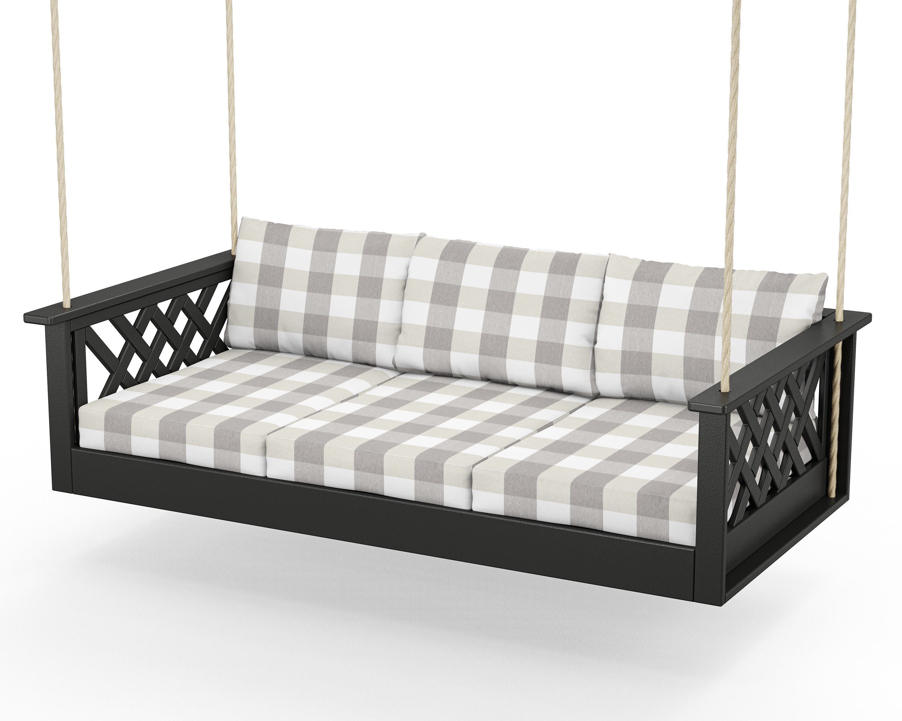 Wovendale Daybed Swing in Black / Buffalo Plaid Grey Mist