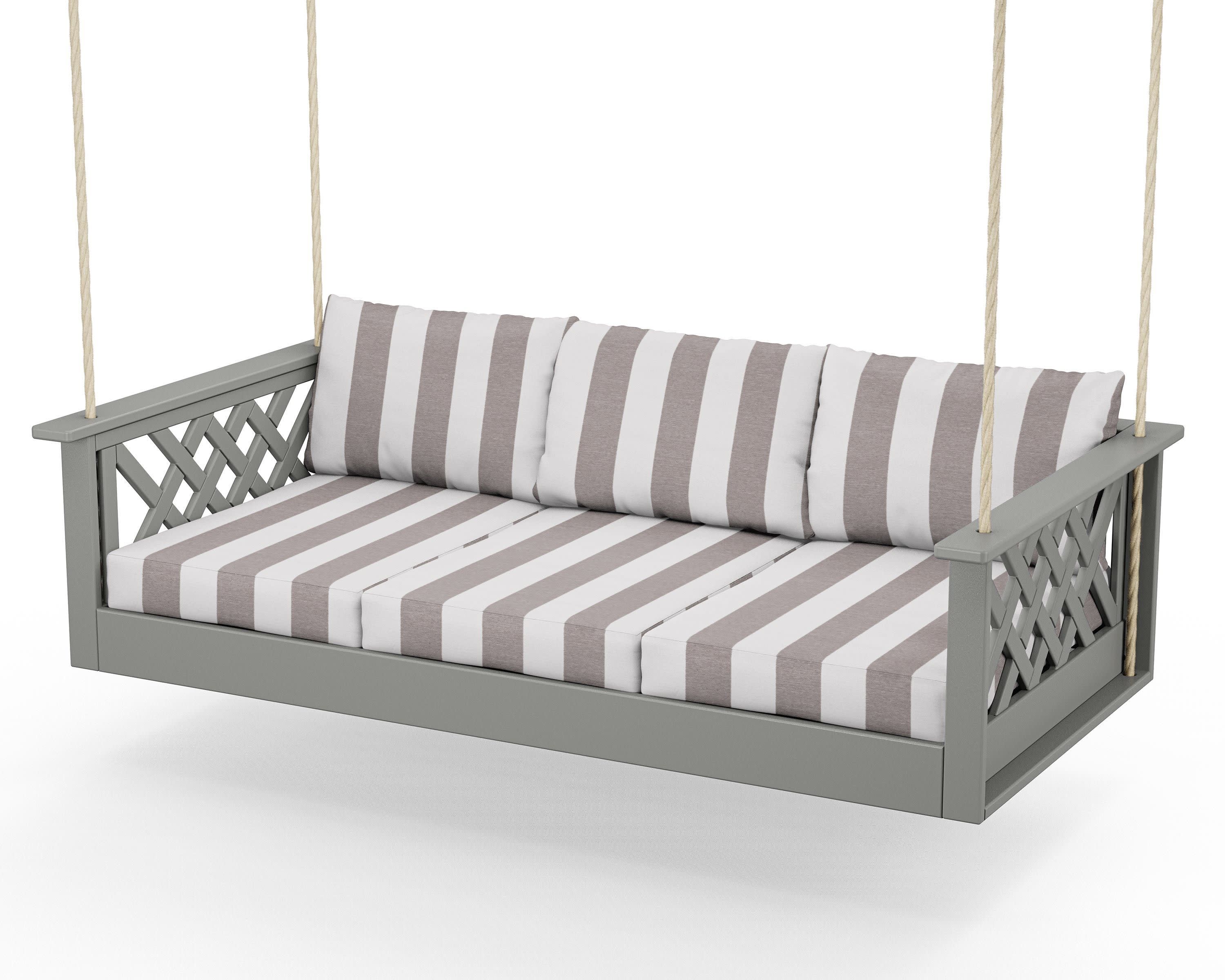 Wovendale Daybed Swing in Slate Grey / Cabana Stripe Grey Mist
