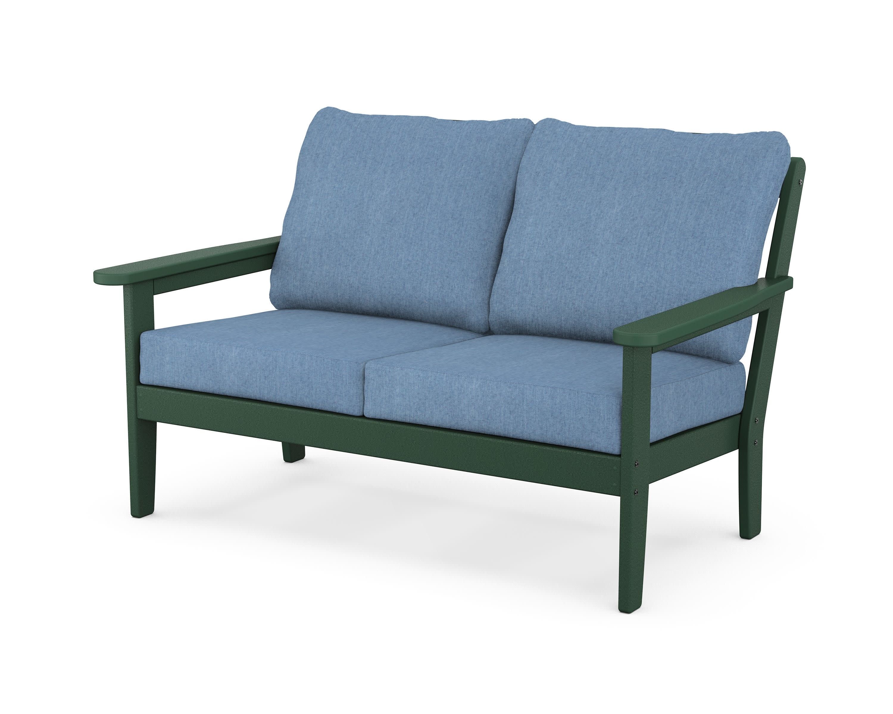 Cottage Deep Seating Loveseat in Green / Sky Blue