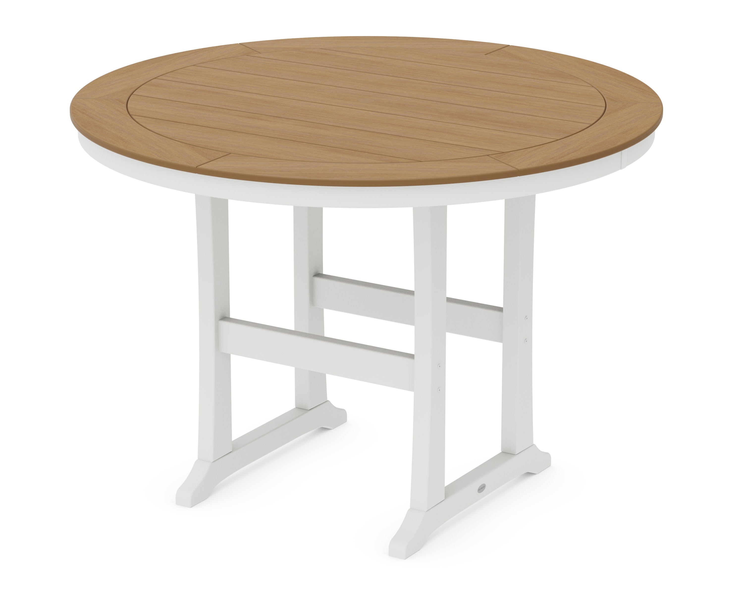 Nautical Trestle 60" Round Bar Table in White / Natural