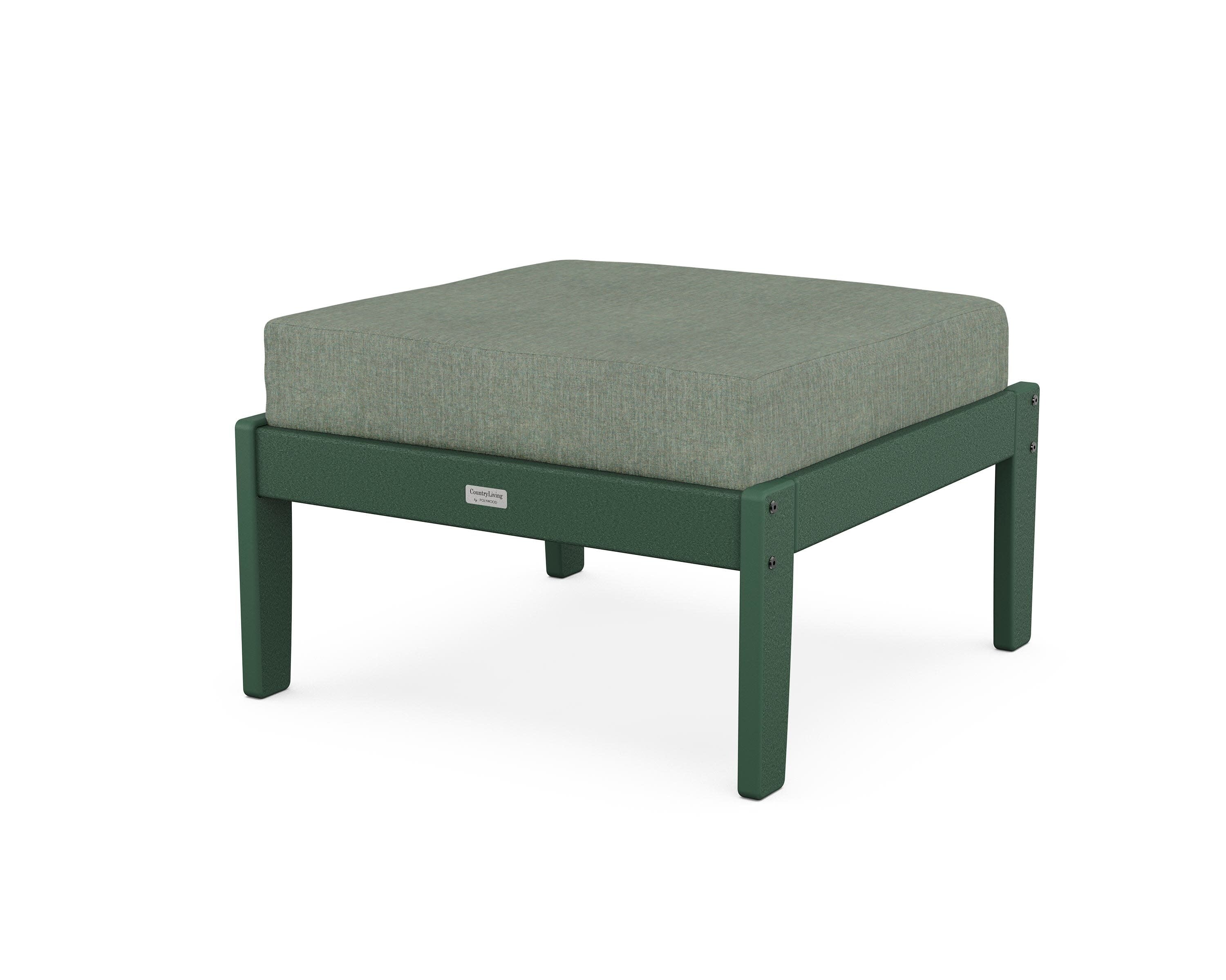 Cottage Deep Seating Ottoman in Green / Cast Sage