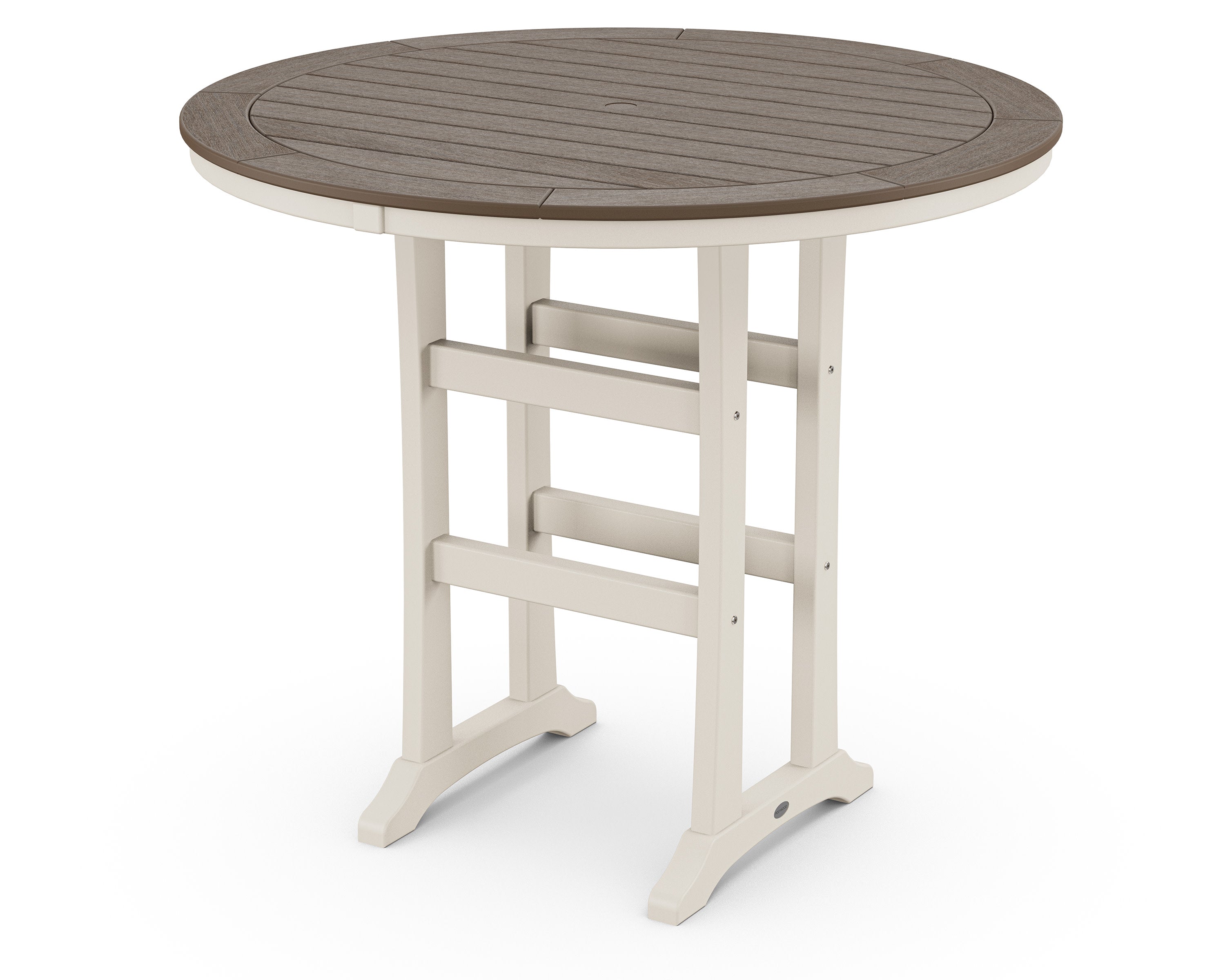 Nautical Trestle 48" Round Bar Table in Sand / Kona