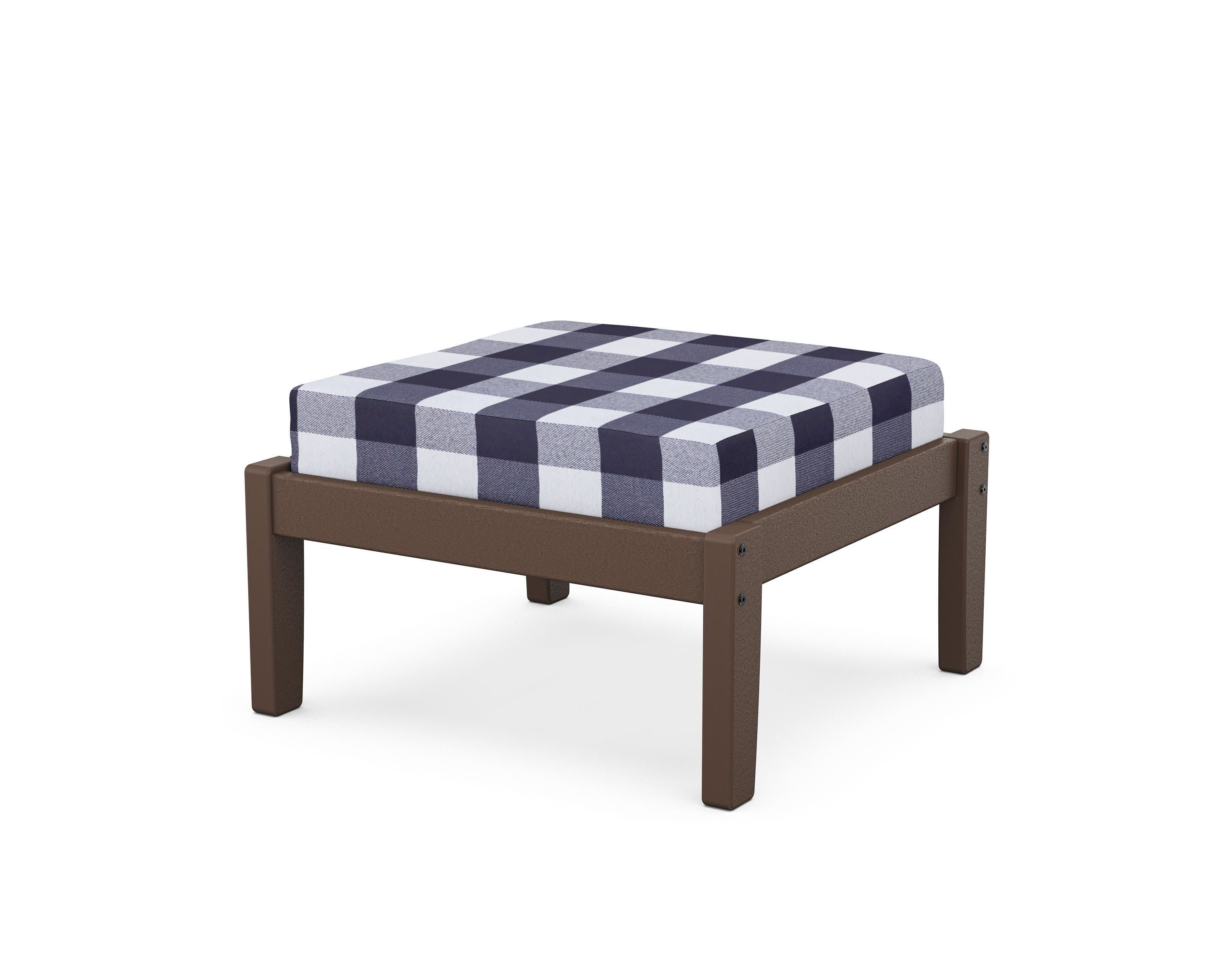 Deep Seating Ottoman in Mahogany / Buffalo Plaid Navy