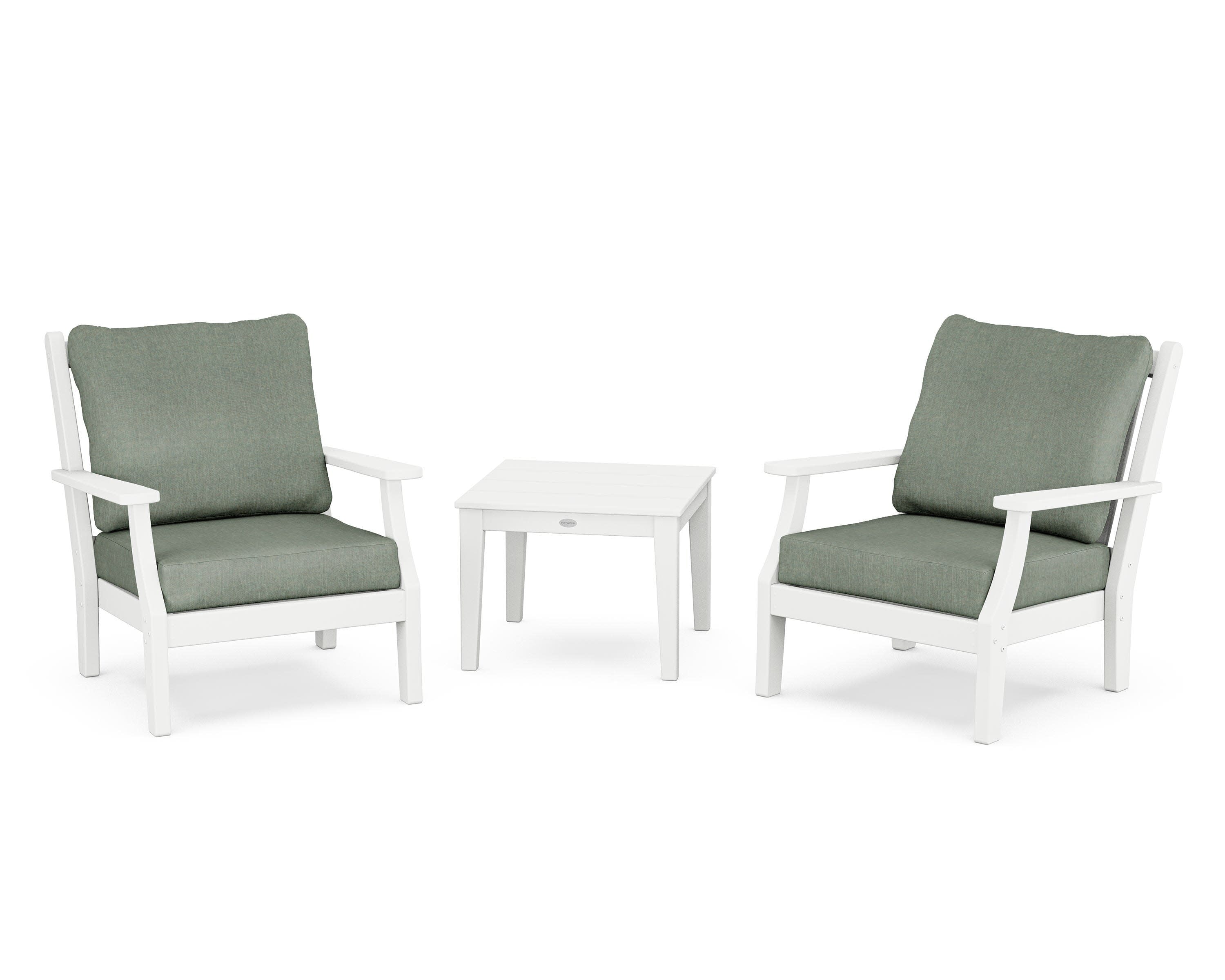 Wovendale 3-Piece Deep Seating Set in White / Cast Sage
