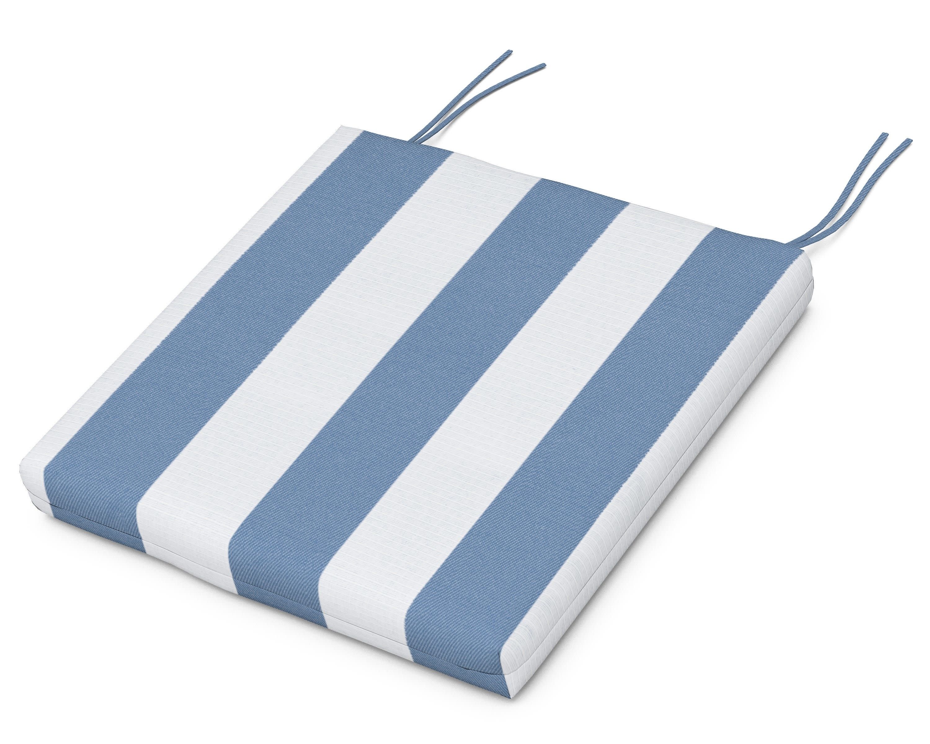 Standard Seat Cushion 17.25"D x 19.25"W x 2.5"H in Cabana Stripe Sky Blue