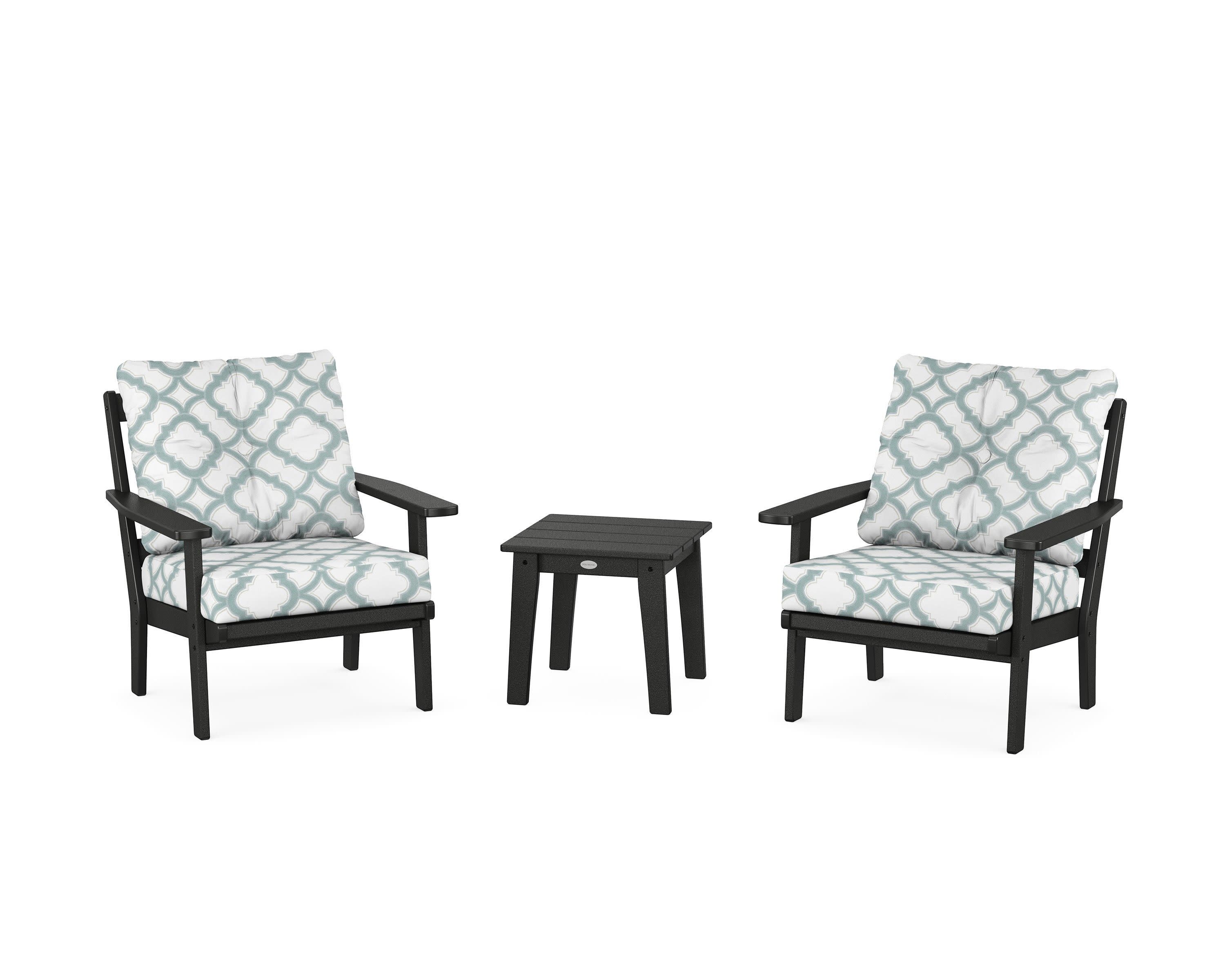 Prairie 3-Piece Deep Seating Set in Black / Trellis Glacier Spa