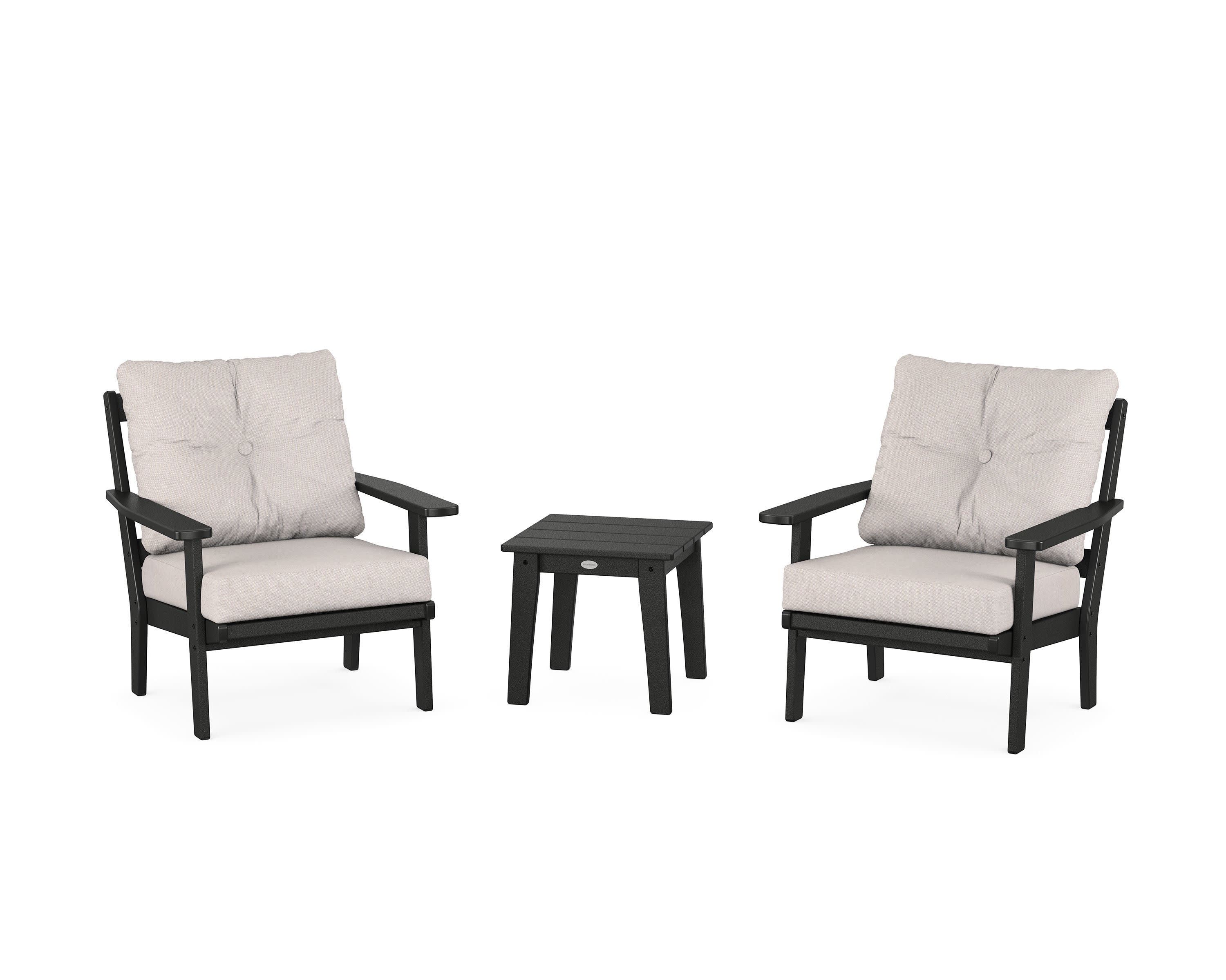 Prairie 3-Piece Deep Seating Set in Black / Dune Burlap