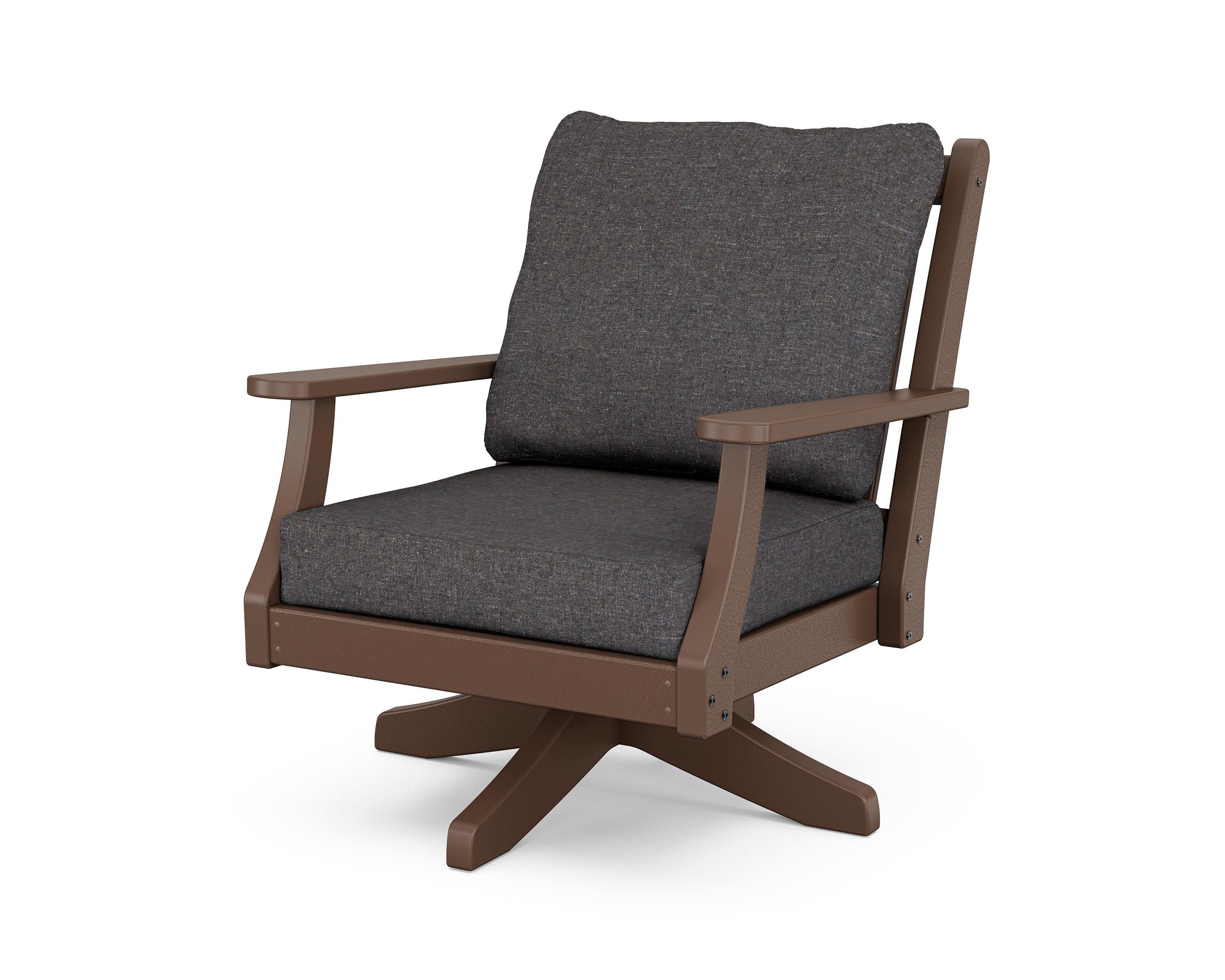 Wovendale Deep Seating Swivel Chair in Mahogany / Ash Charcoal