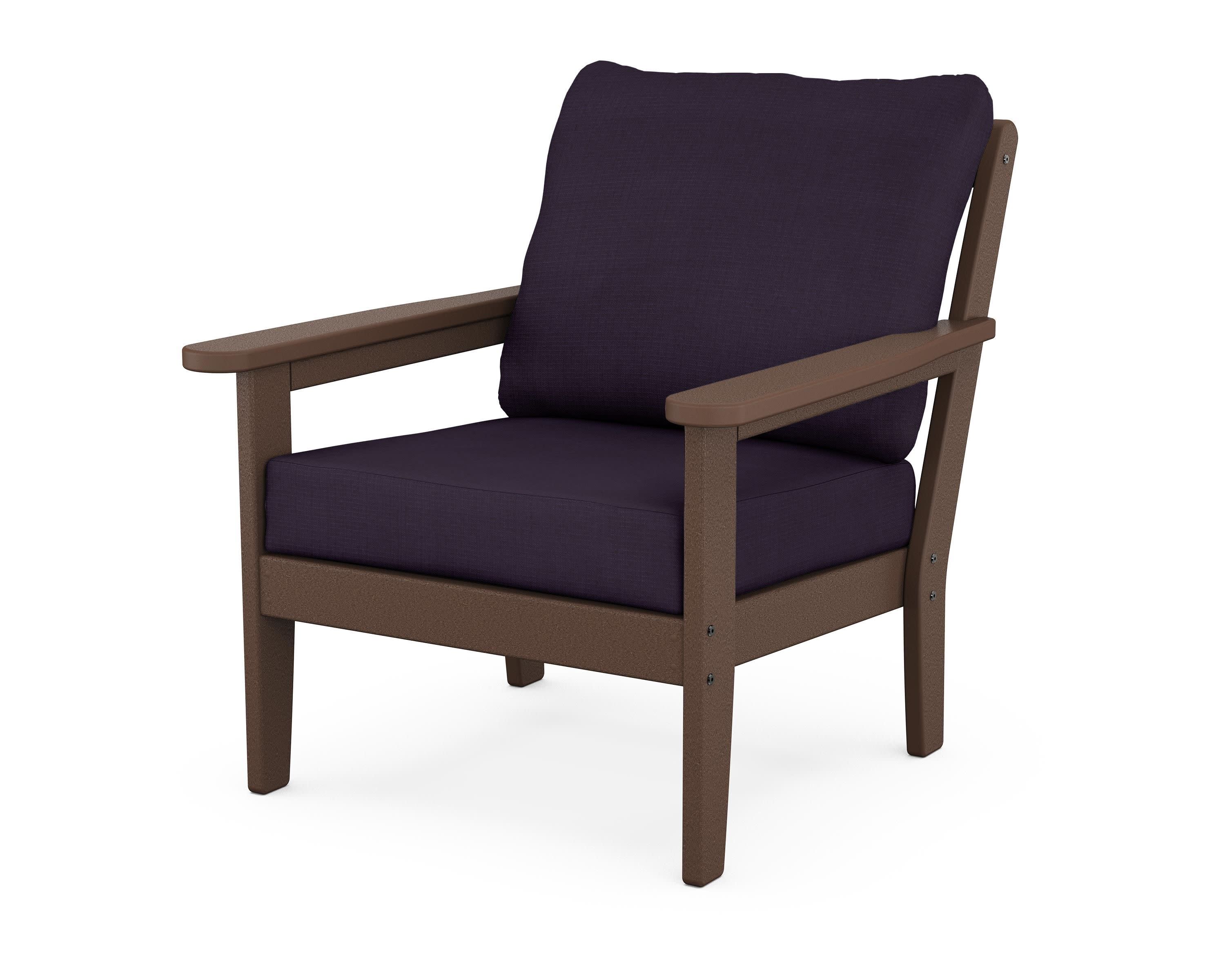 Cottage Deep Seating Chair in Mahogany / Navy Linen