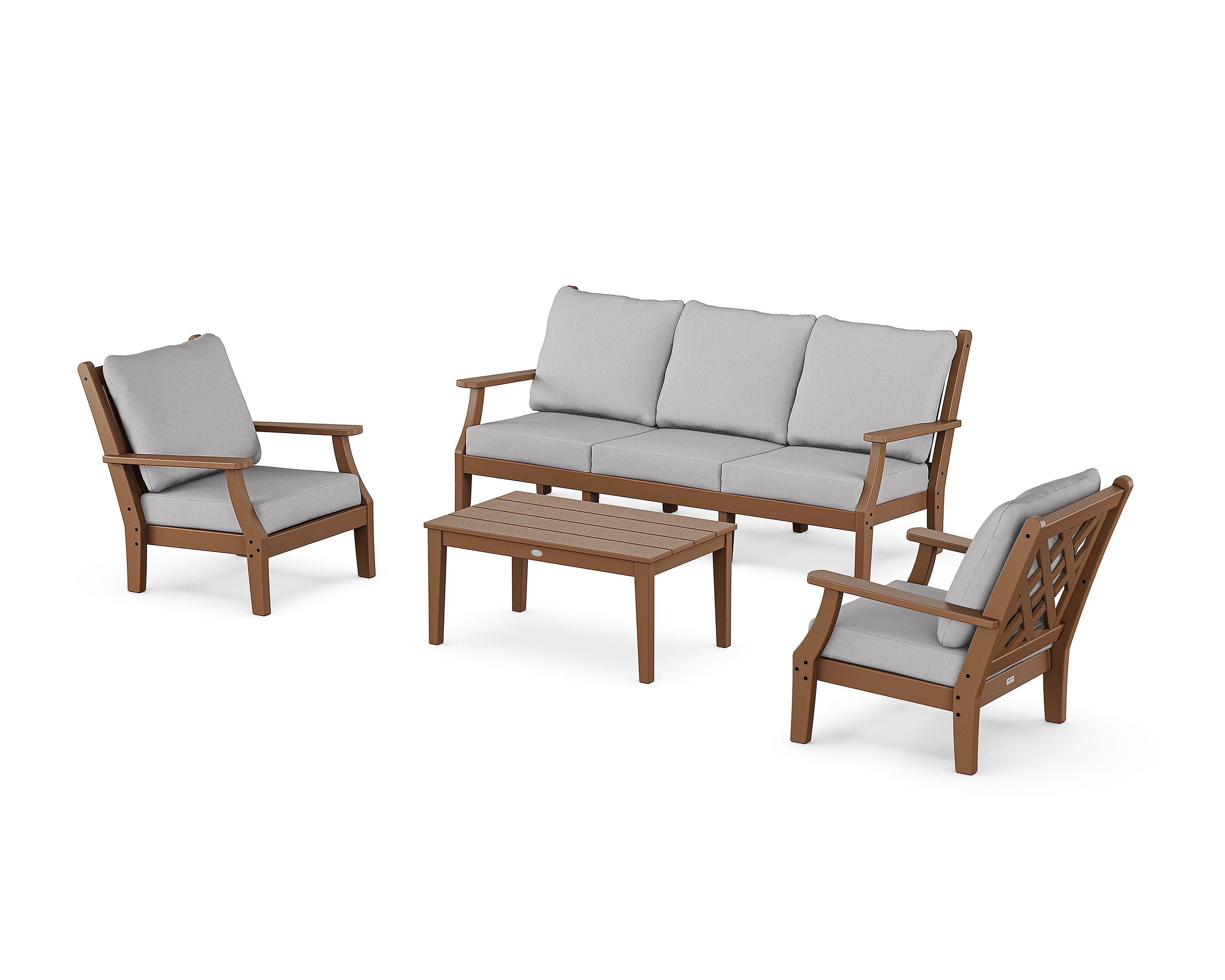 Wovendale 4-Piece Deep Seating Set with Sofa in Teak / Granite