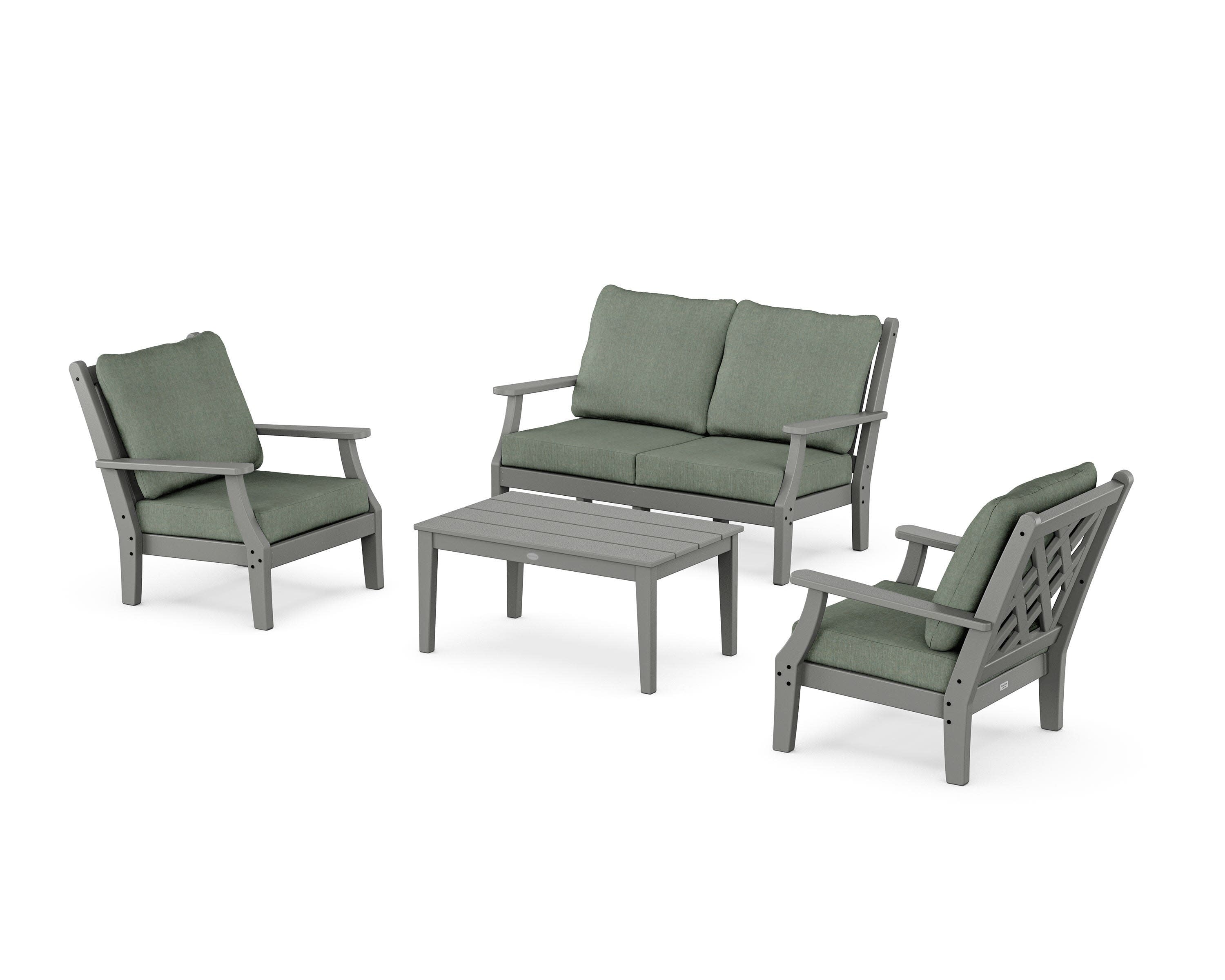Wovendale 4-Piece Deep Seating Set with Loveseat in Slate Grey / Cast Sage