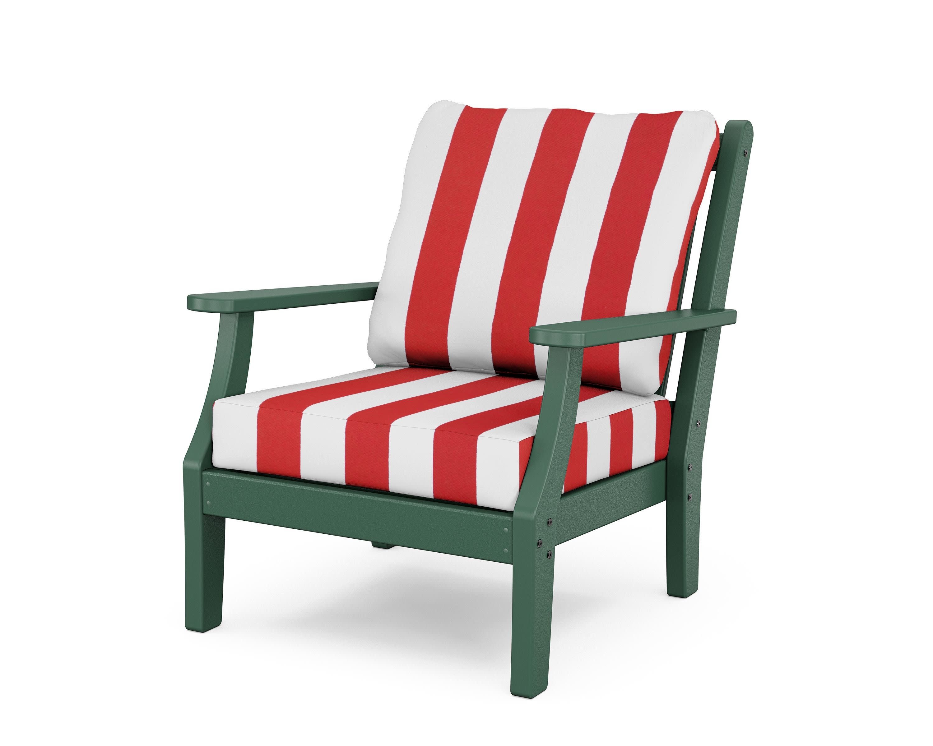 Wovendale Deep Seating Chair in Green / Cabana Stripe Crimson