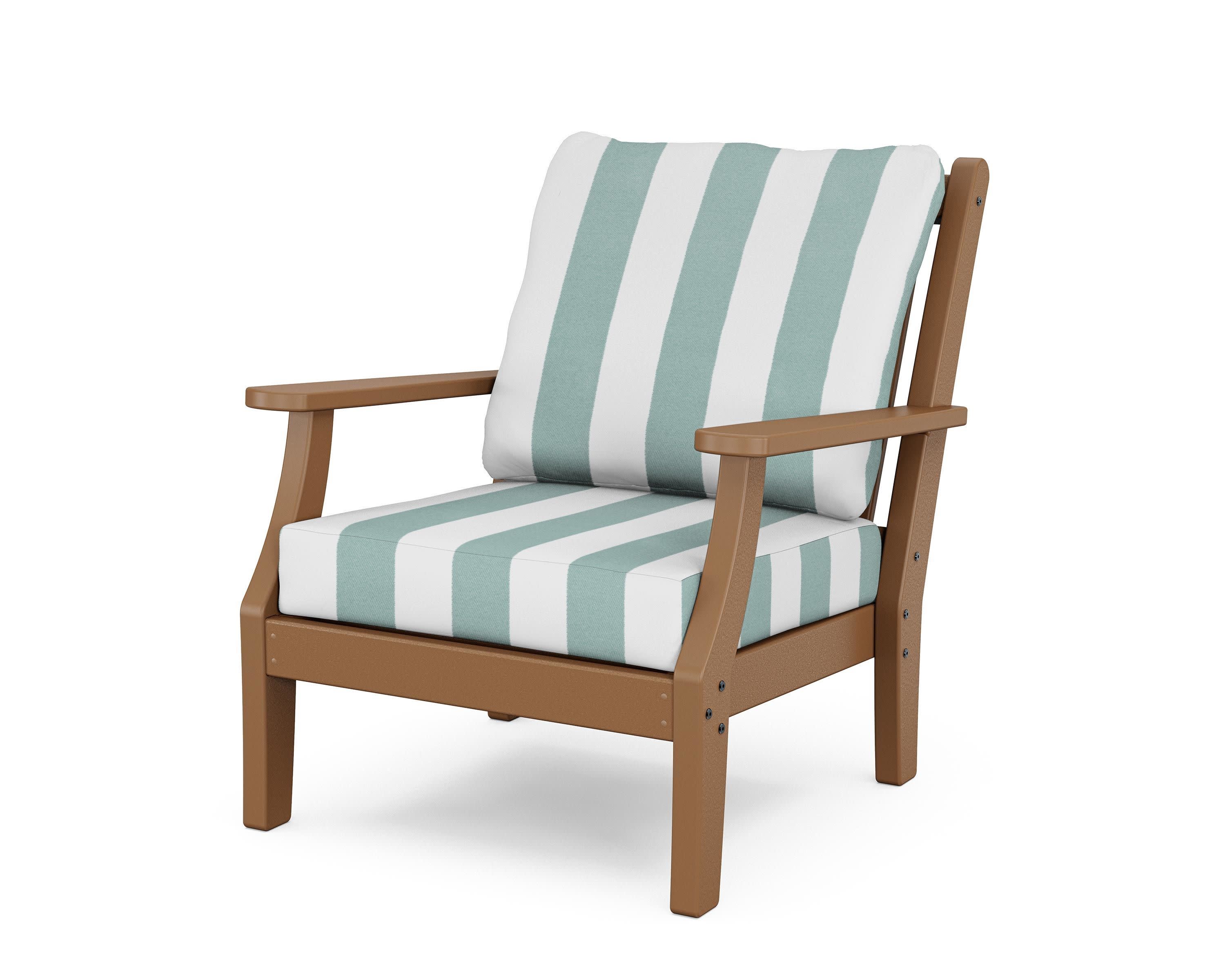 Wovendale Deep Seating Chair in Teak / Cabana Stripe Glacier Spa