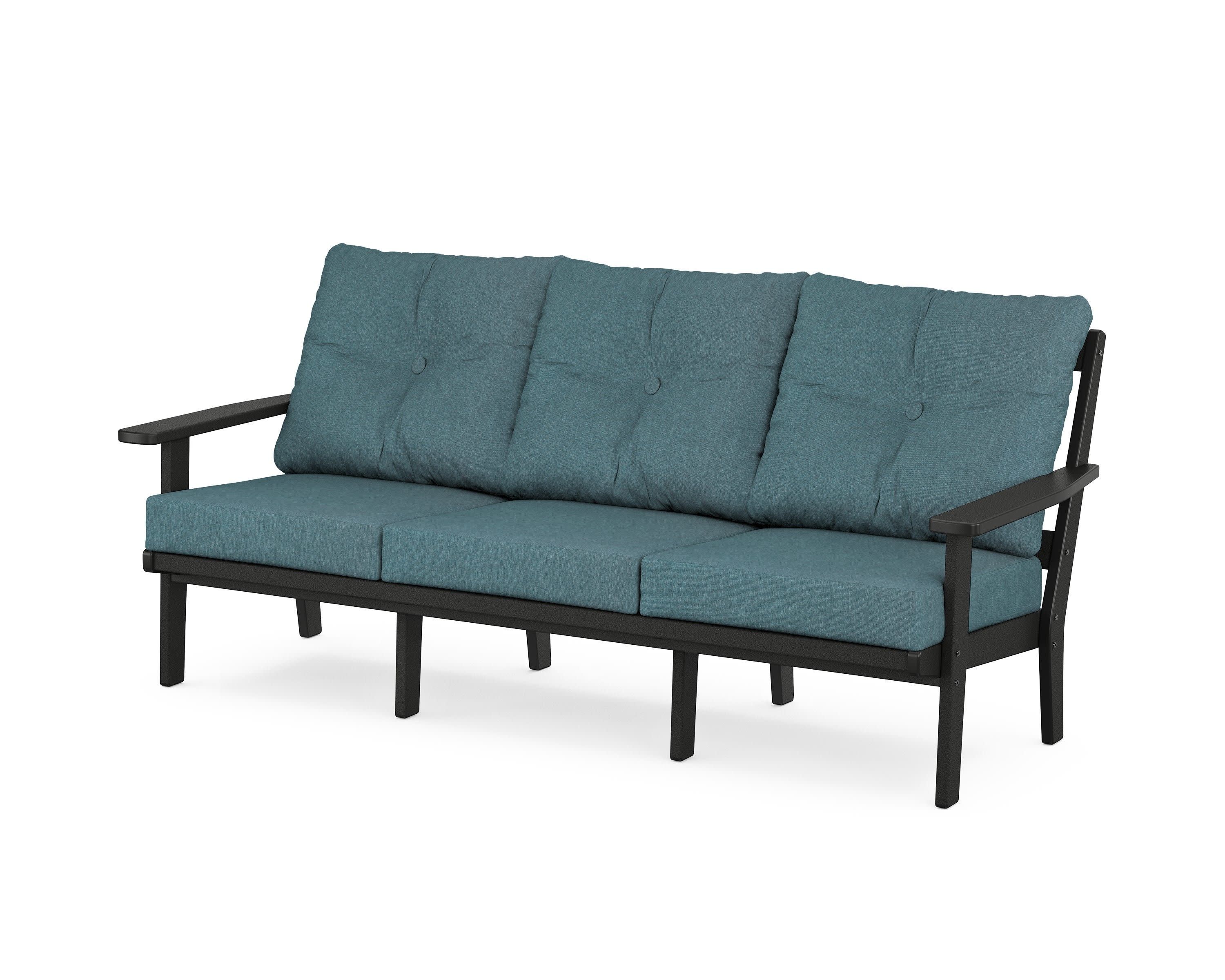 PrairieDeep Seating Sofa in Black / Ocean Teal