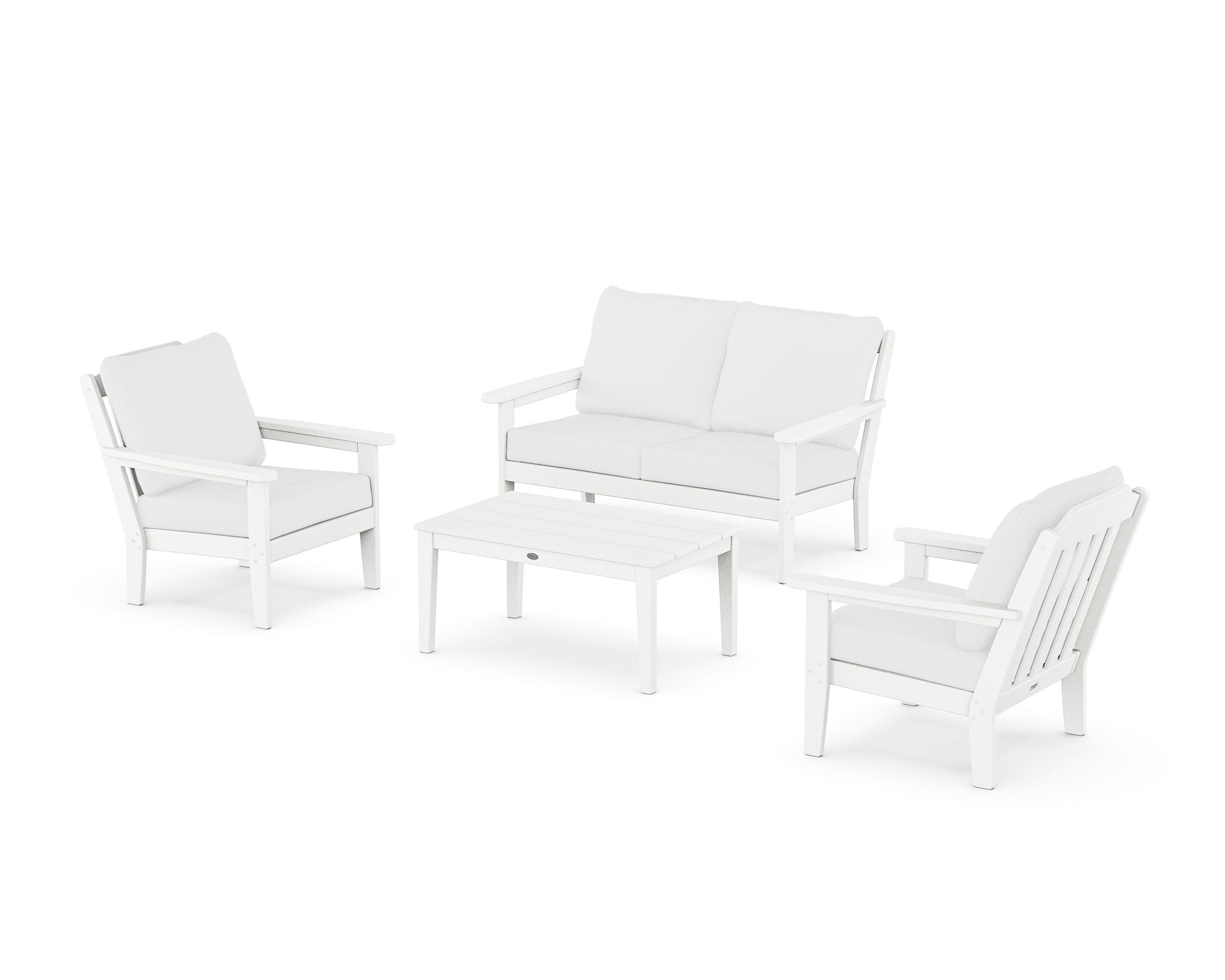 Cottage 4-Piece Deep Seating Set with Loveseat in White / Natural