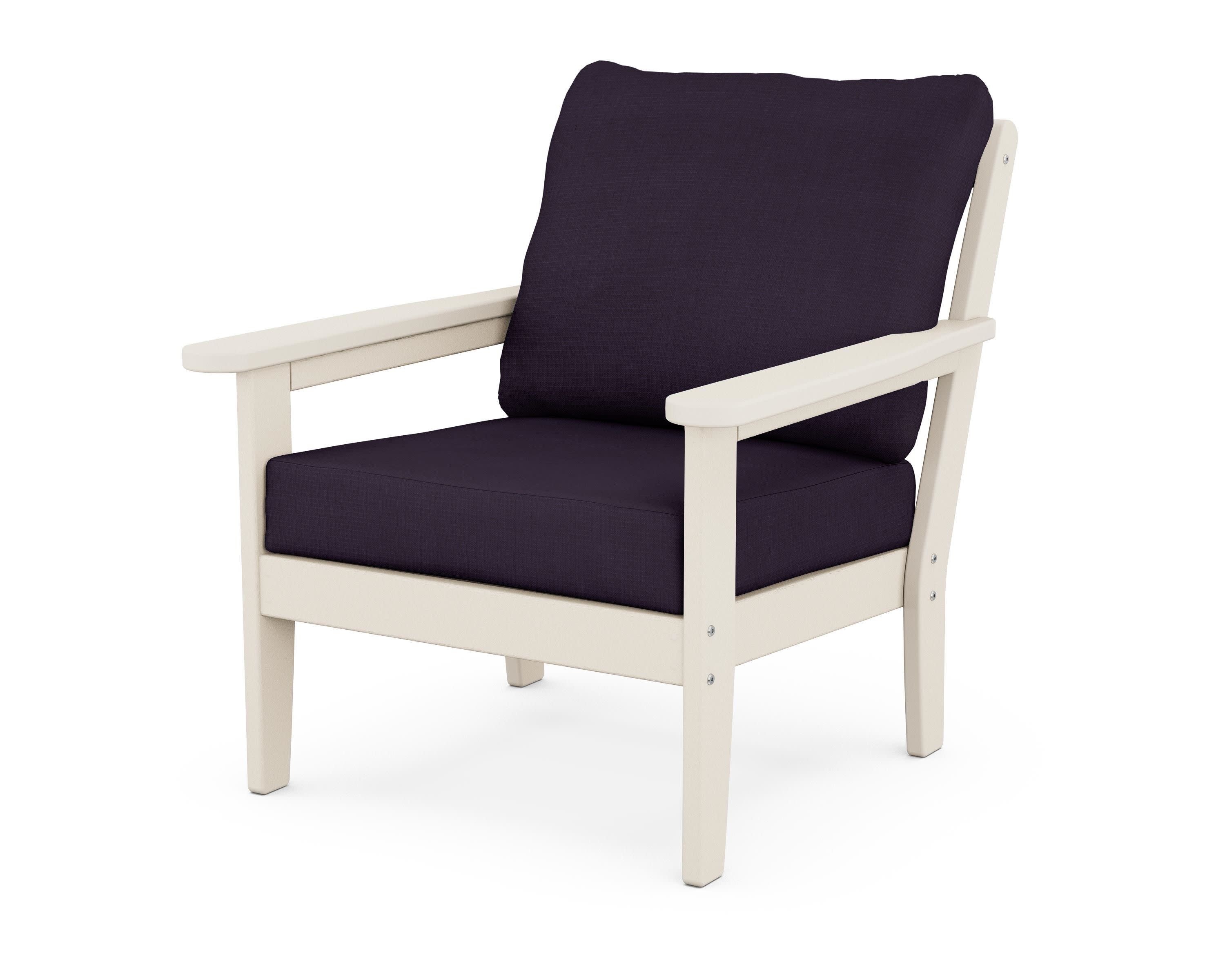 Cottage Deep Seating Chair in Sand / Navy Linen