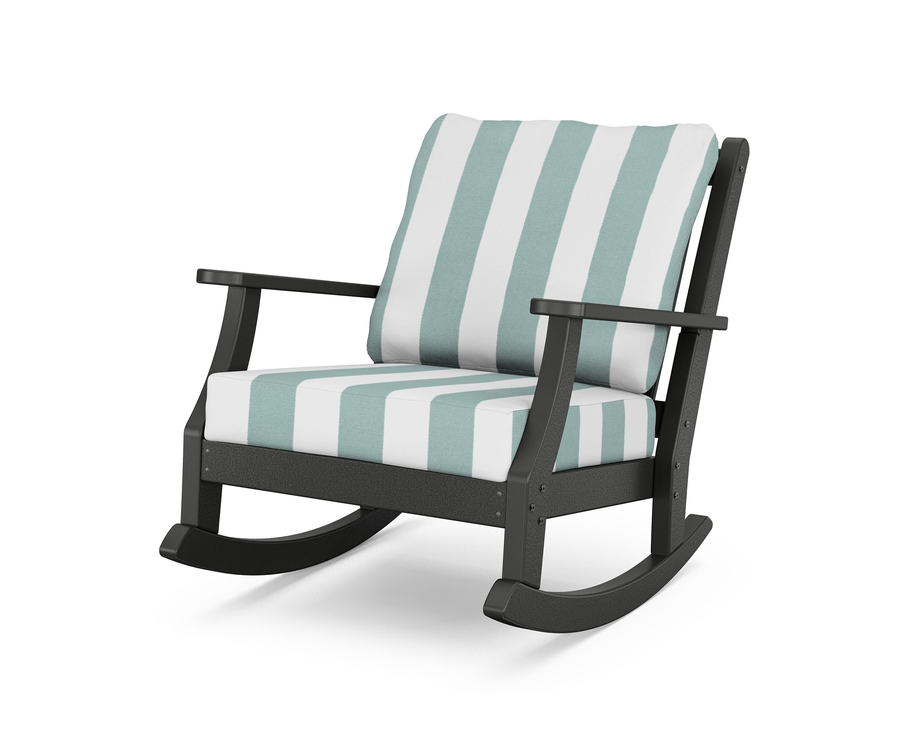 Wovendale Deep Seating Rocking Chair in Black / Cabana Stripe Glacier Spa