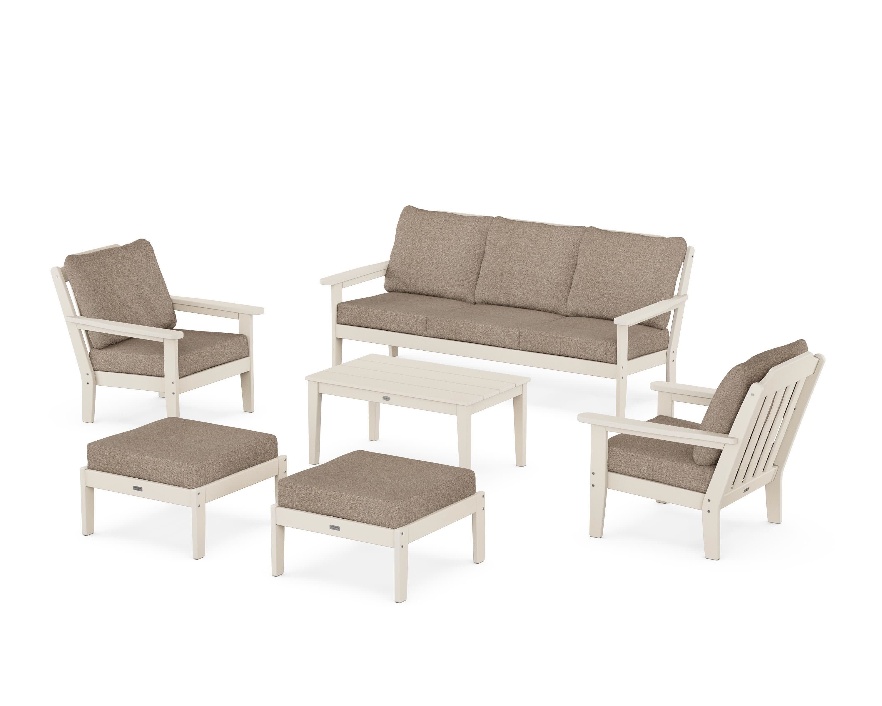 Cottage 6-Piece Lounge Sofa Set in Sand / Spiced Burlap