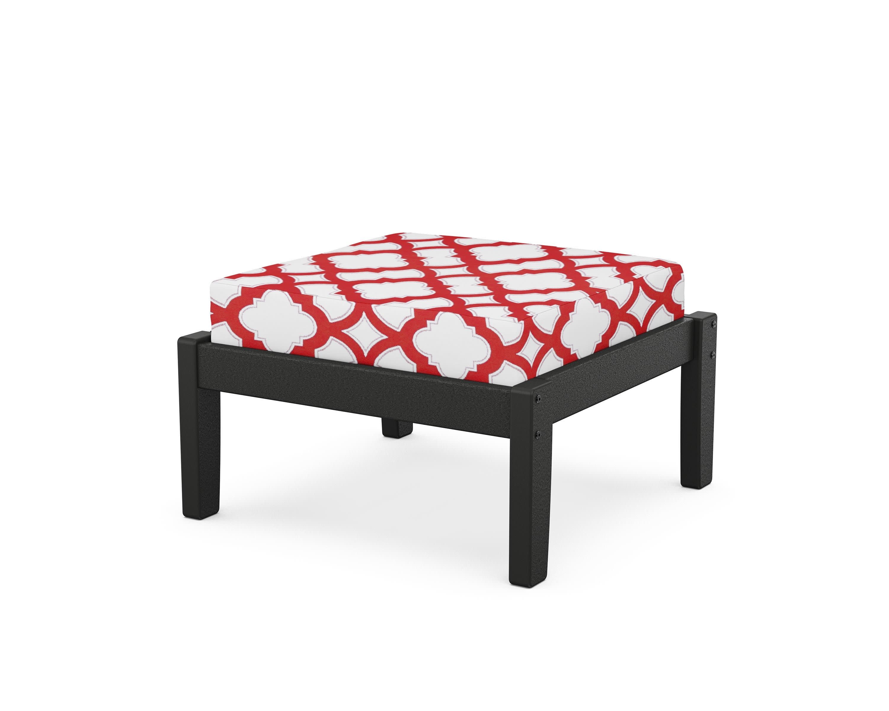 Deep Seating Ottoman in Black / Trellis Crimson