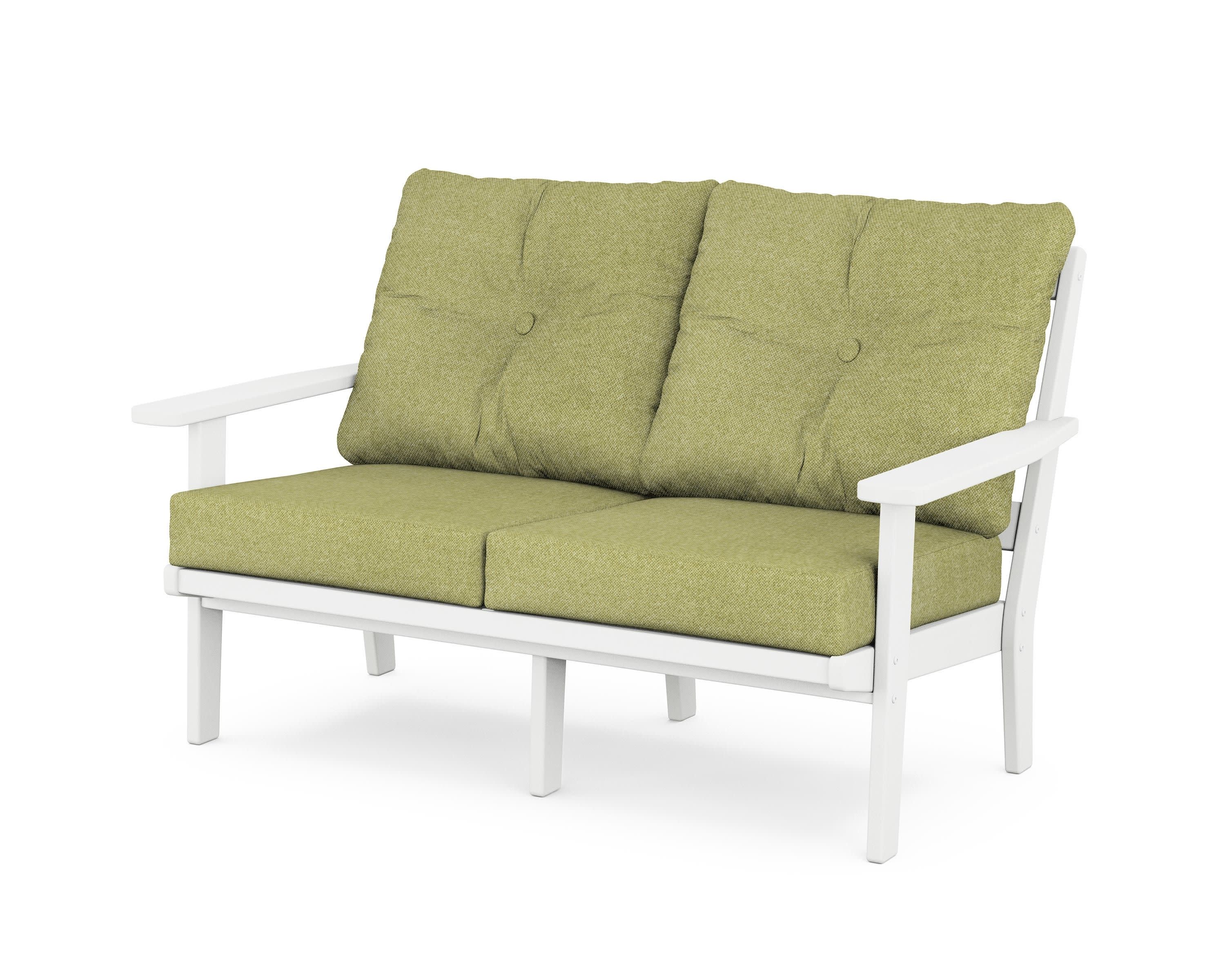 Prairie Deep SeatingLoveseat in White / Chartreuse Boucle