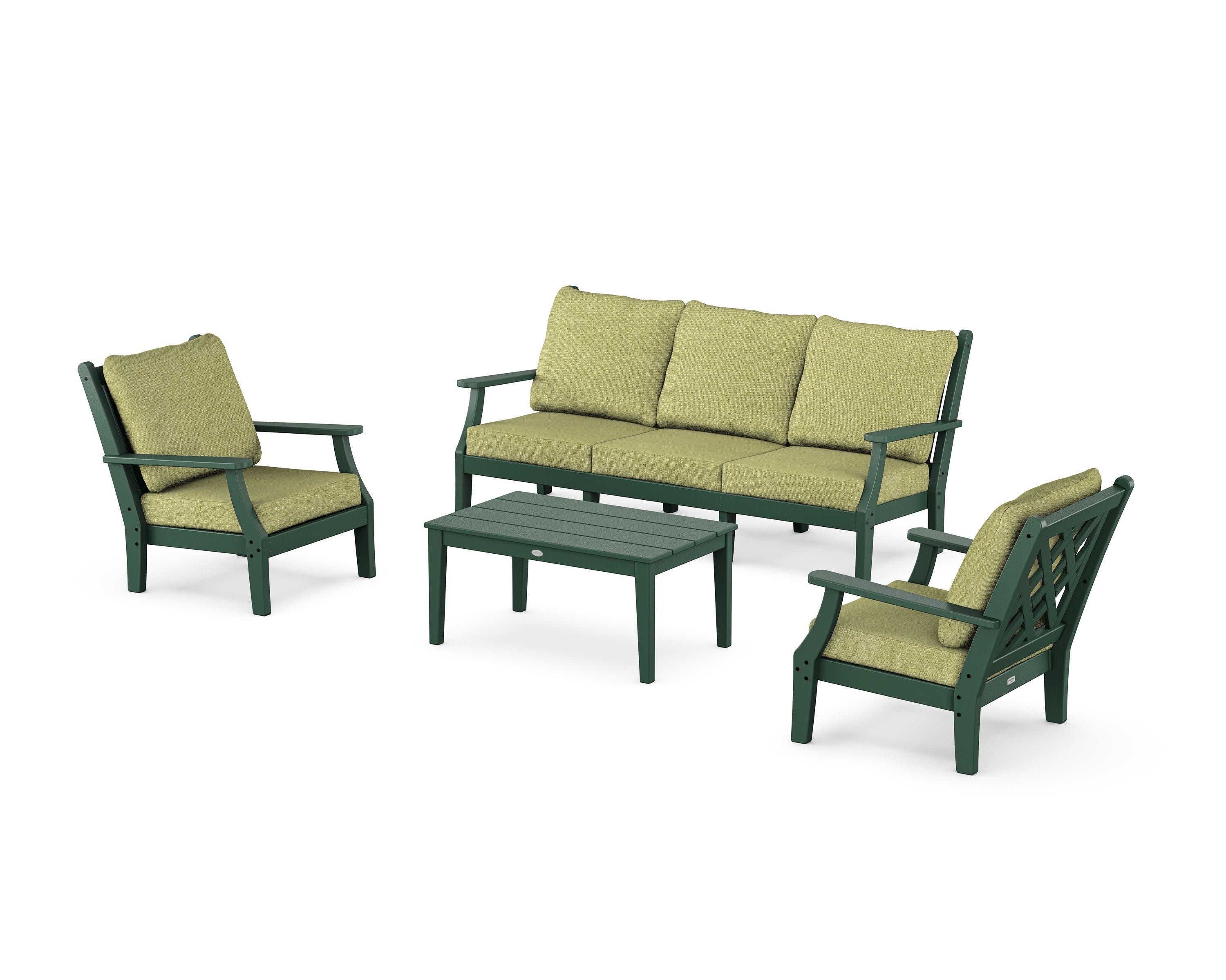 Wovendale 4-Piece Deep Seating Set with Sofa in Green / Chartreuse Boucle