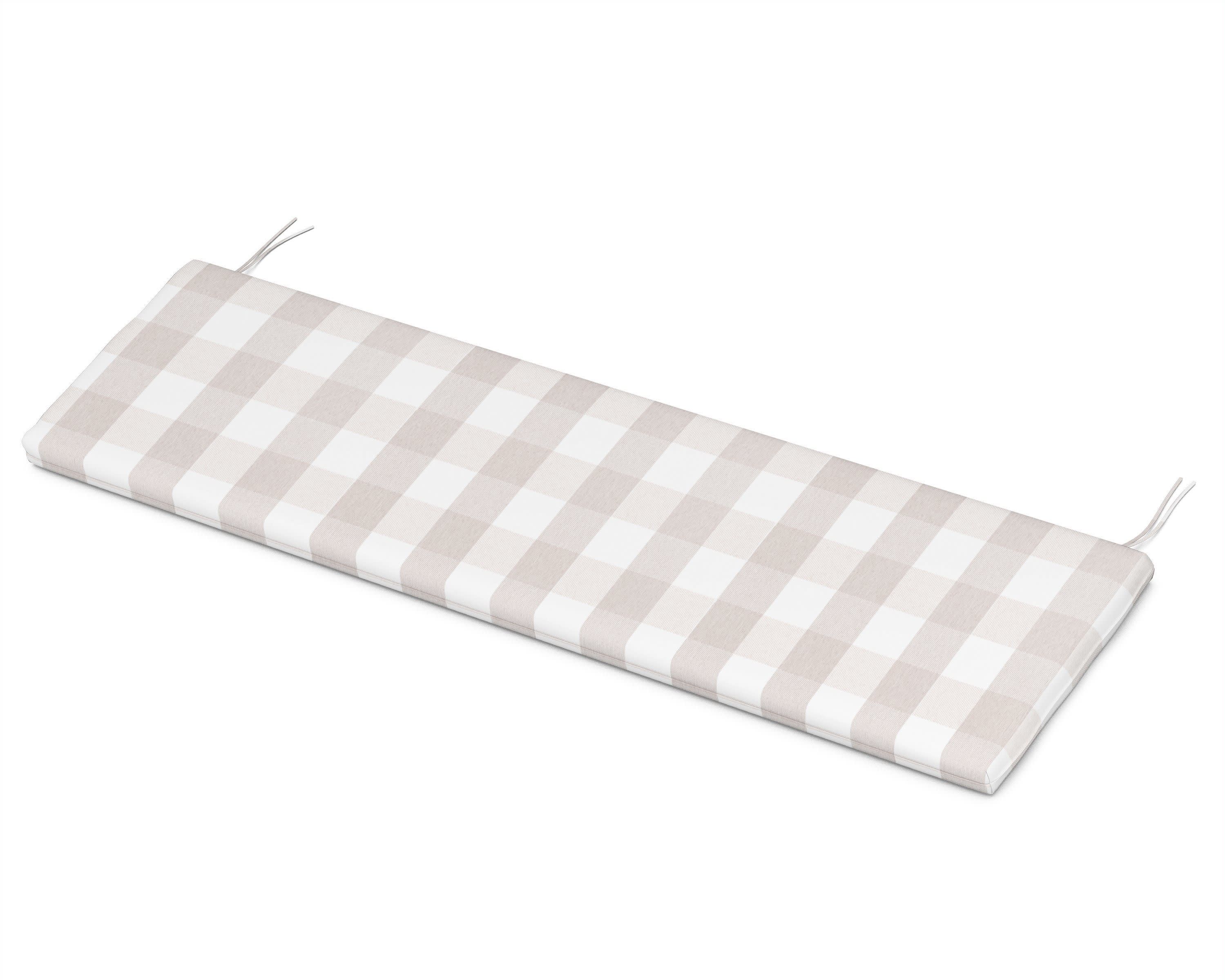 Bench Seat Cushion - 18.5"D x 55.5"W x 2.5"H in Buffalo Plaid Dune Burlap