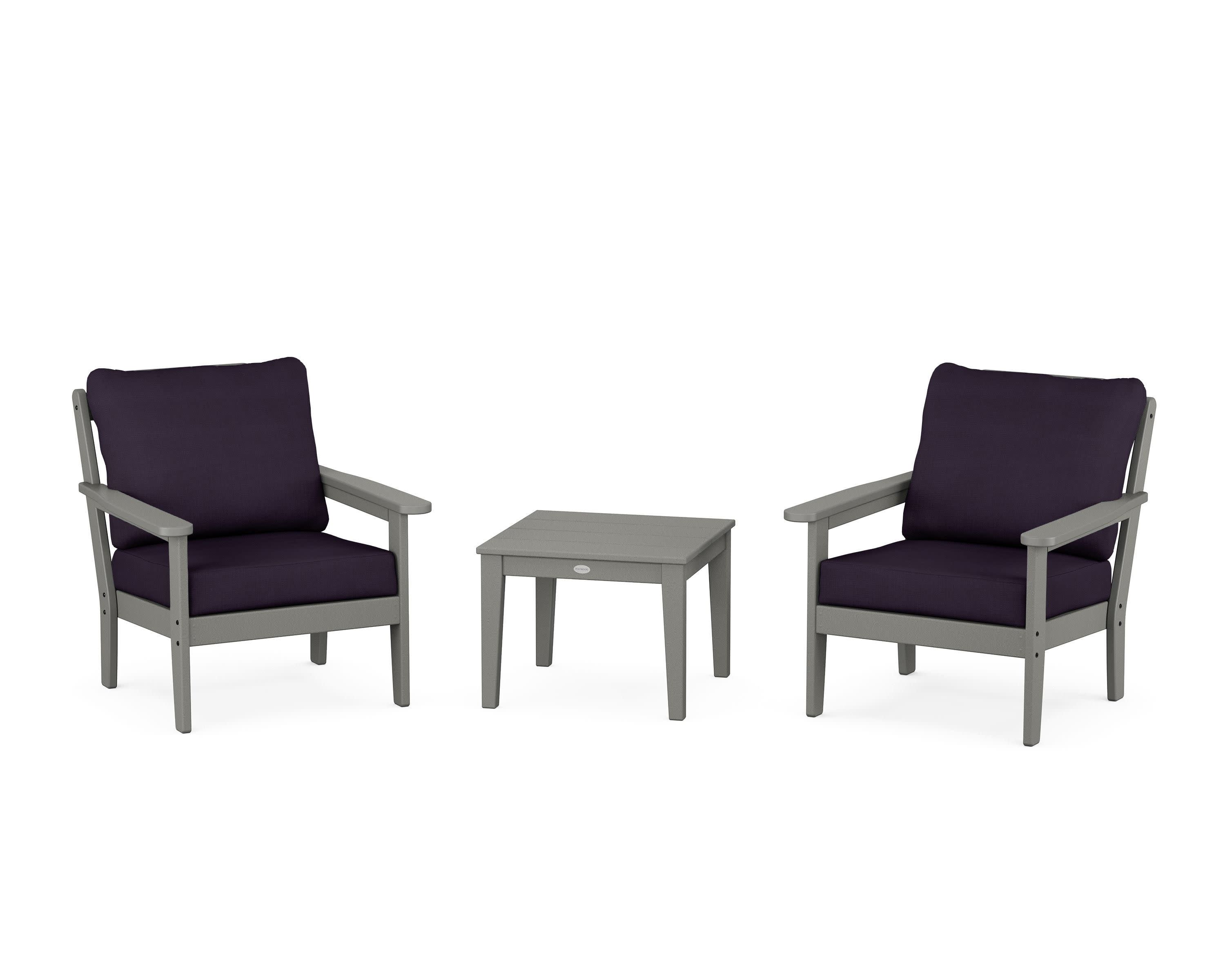 Cottage 3-Piece Deep Seating Set in Slate Grey / Navy Linen