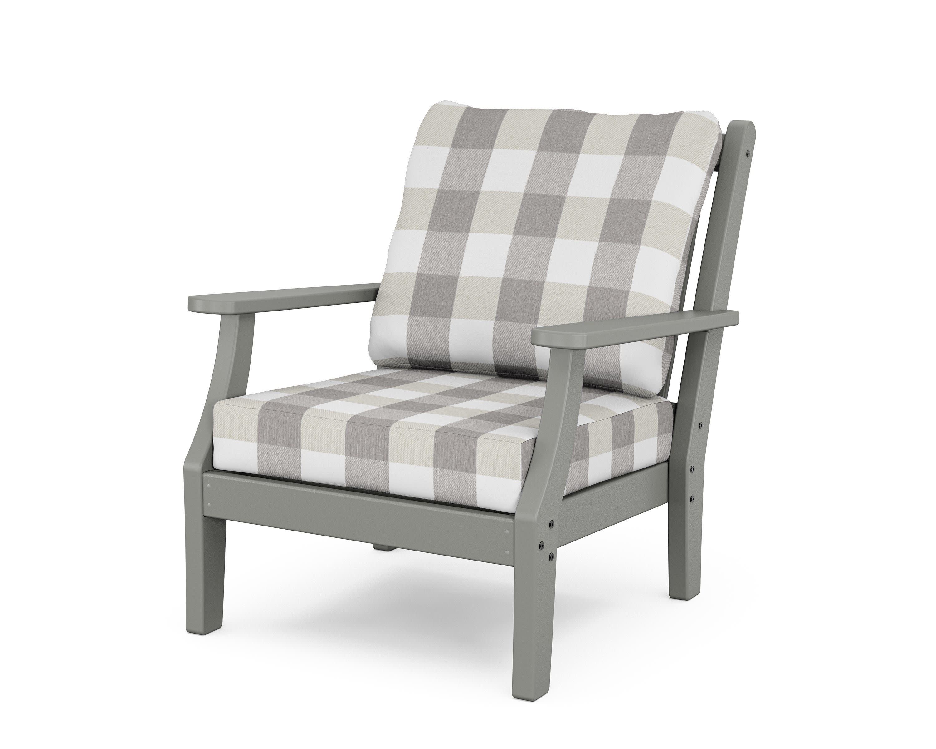 Wovendale Deep Seating Chair in Slate Grey / Buffalo Plaid Grey Mist