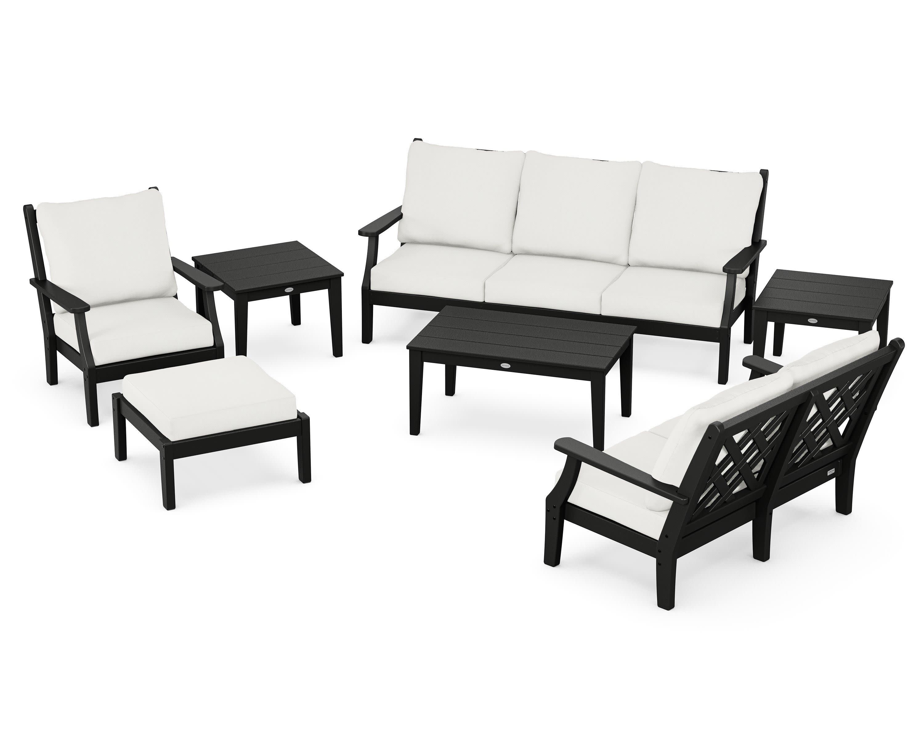 Wovendale 7-Piece Deep Seating Set in Black / Natural Linen