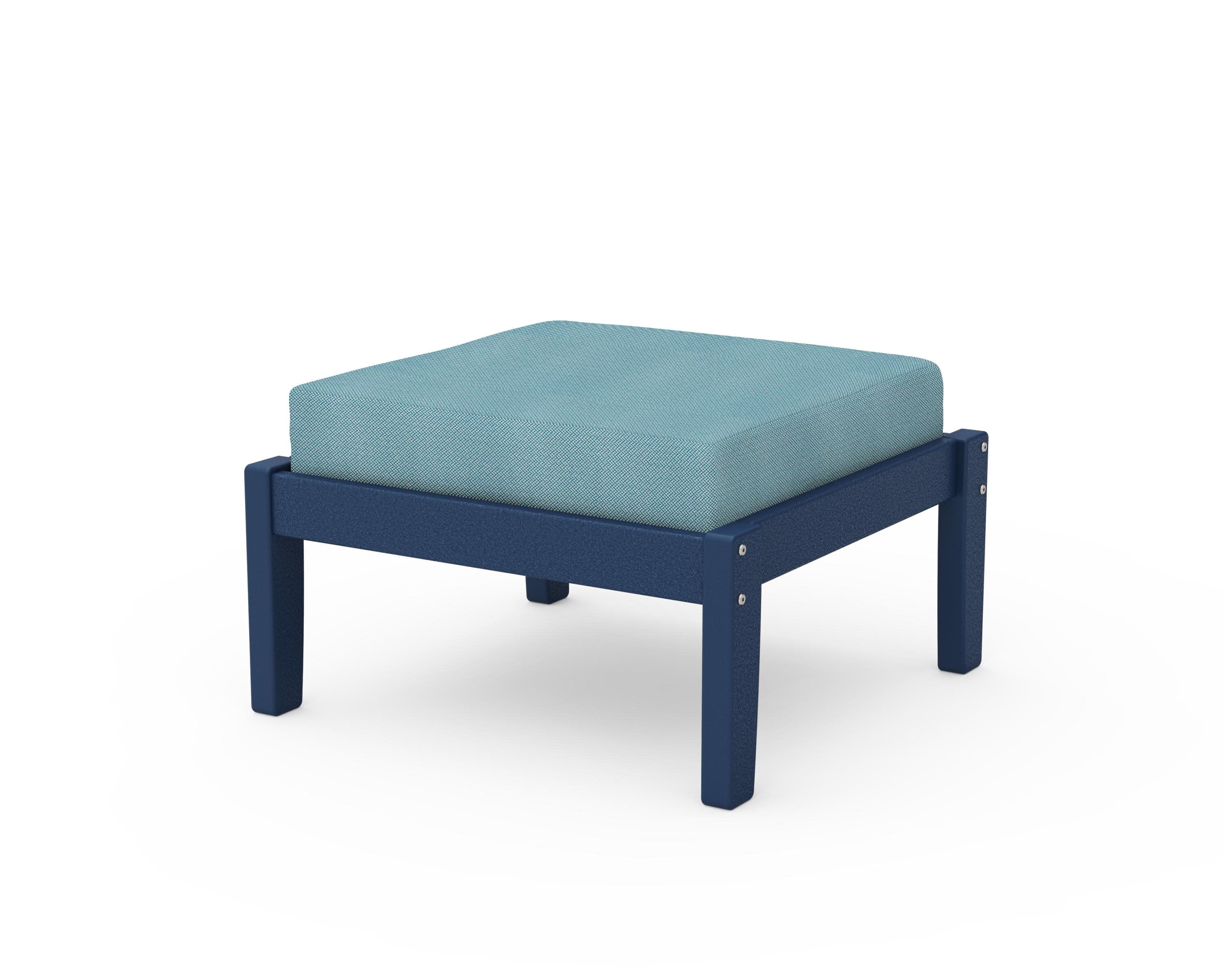 Deep Seating Ottoman in Navy / Lattice Sky Blue