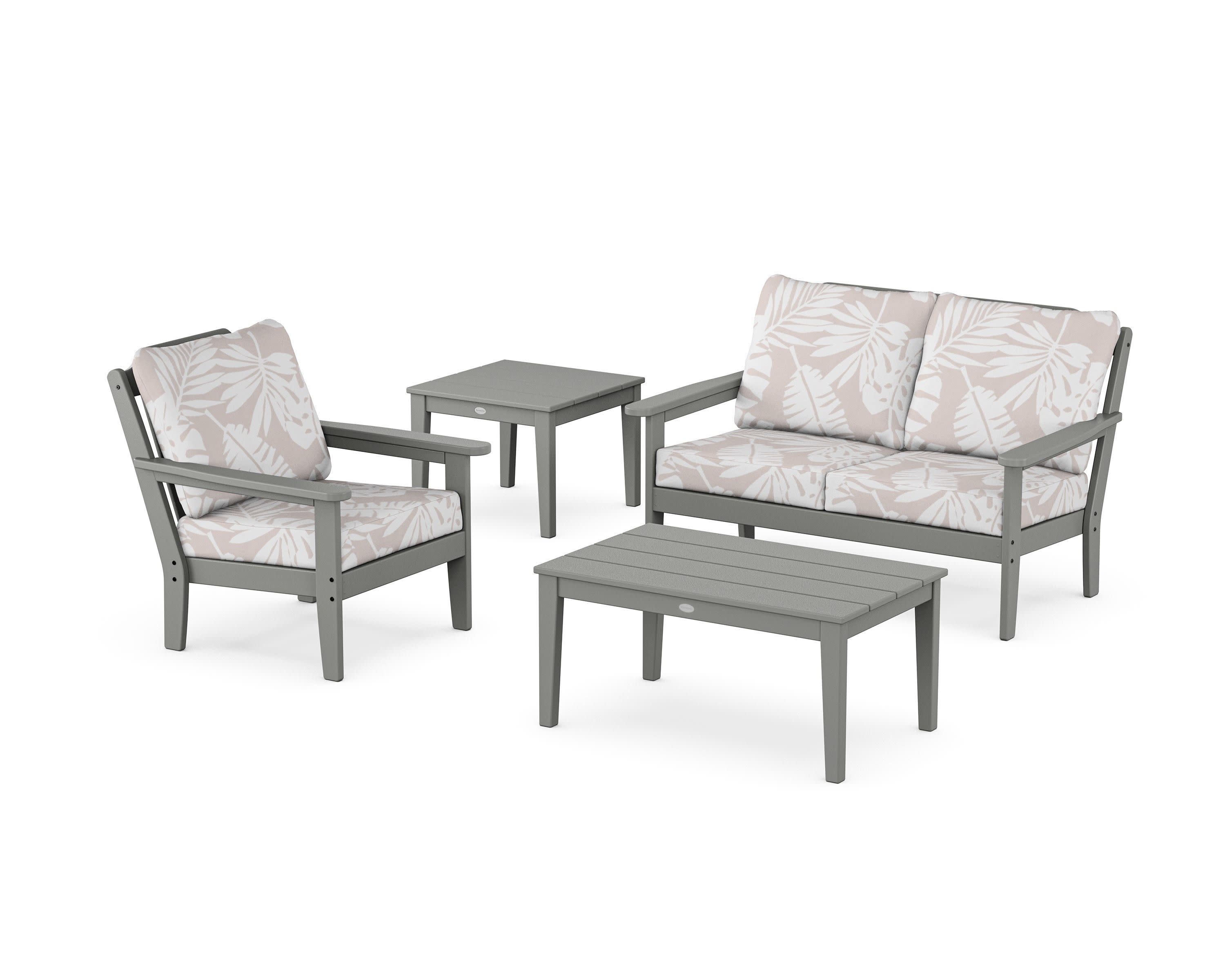 Wovendale 4-Piece Deep Seating Set in Slate Grey / Leaf Dune Burlap