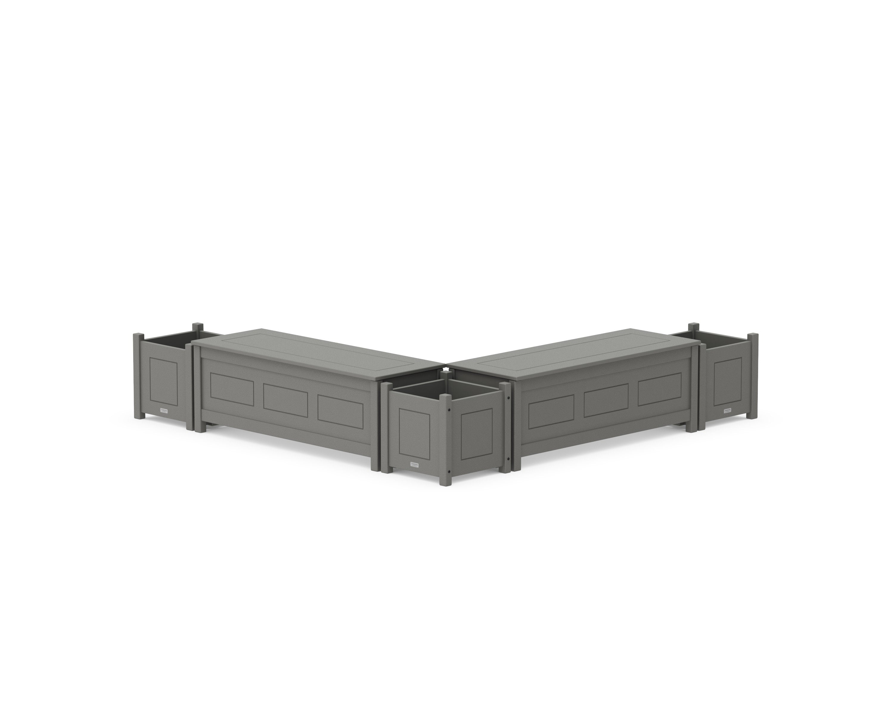 48" Country Living L- Shaped Planter Storage Bench Corner Set in Slate Grey