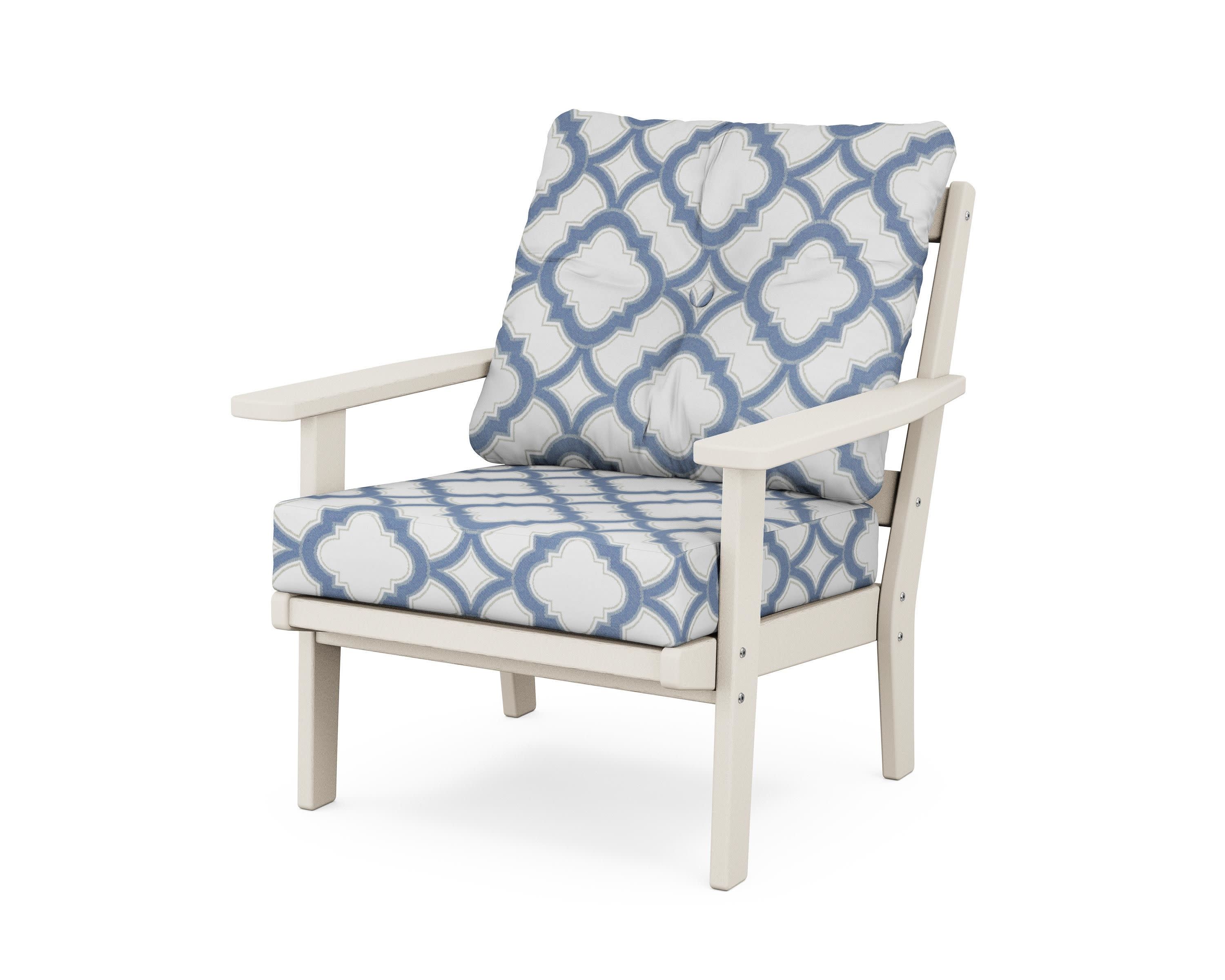 Prairie Deep Seating Chair in Sand / Trellis Sky Blue