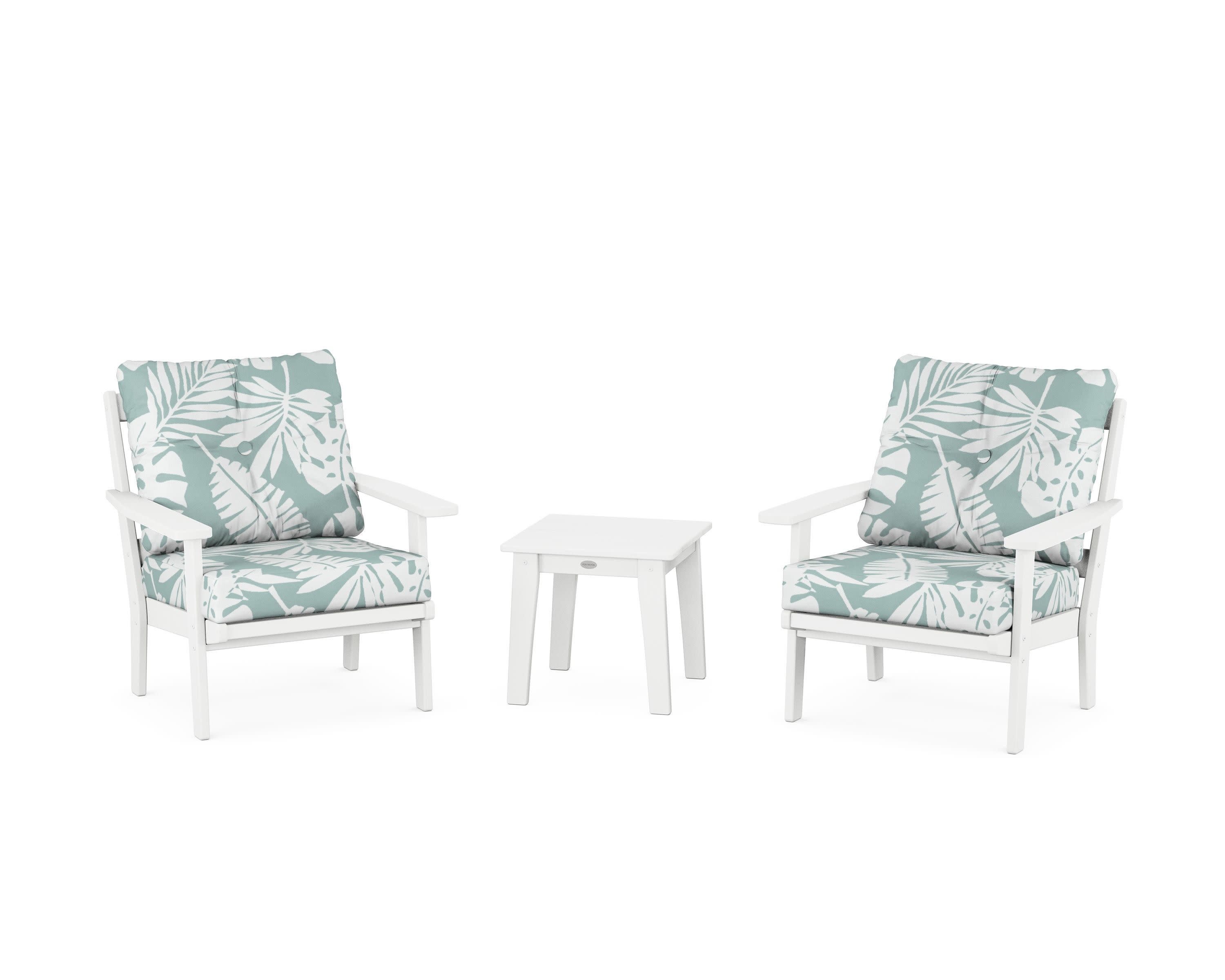 Prairie 3-Piece Deep Seating Set in White / Leaf Glacier Spa