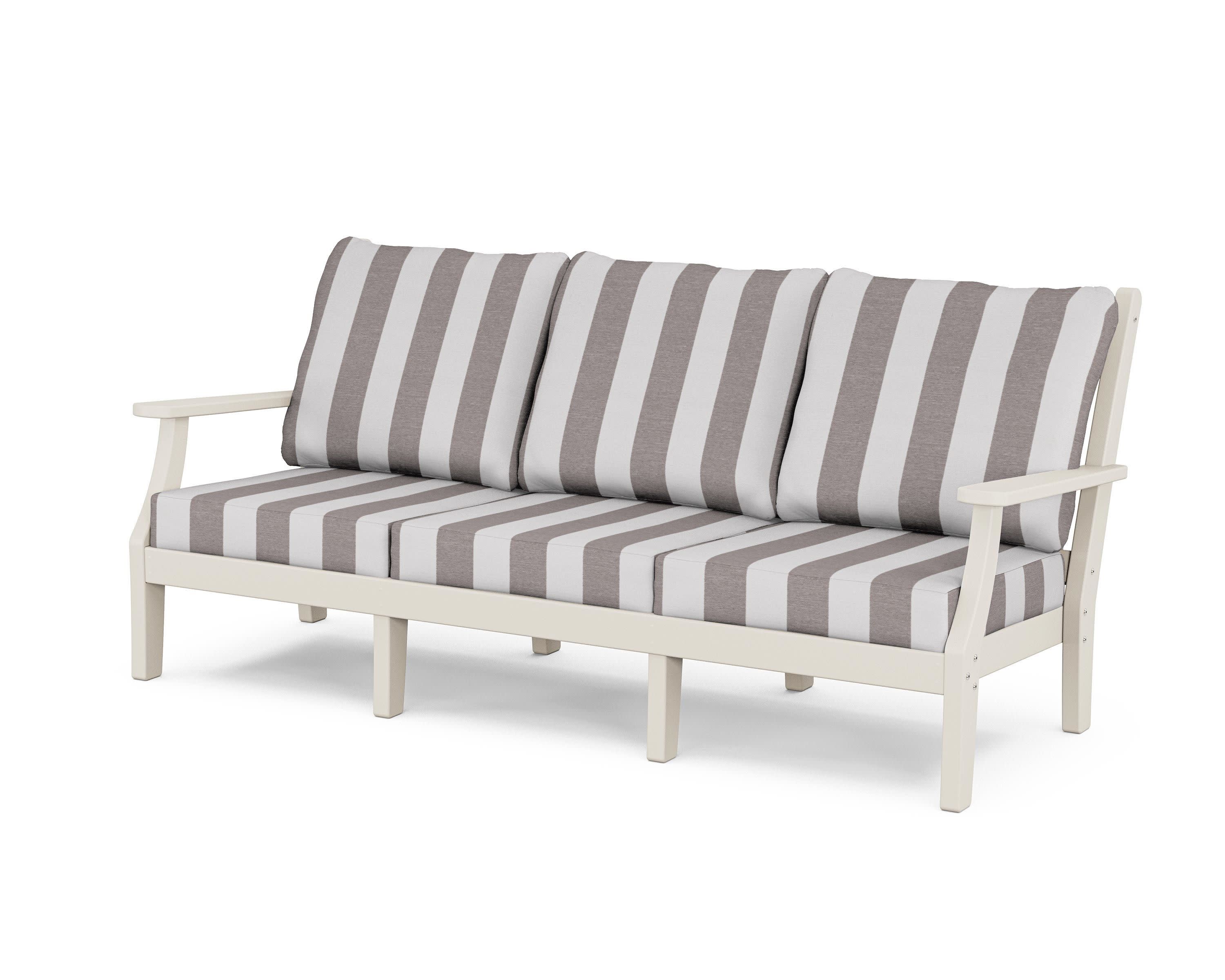 Wovendale Deep Seating Sofa in Sand / Cabana Stripe Grey Mist