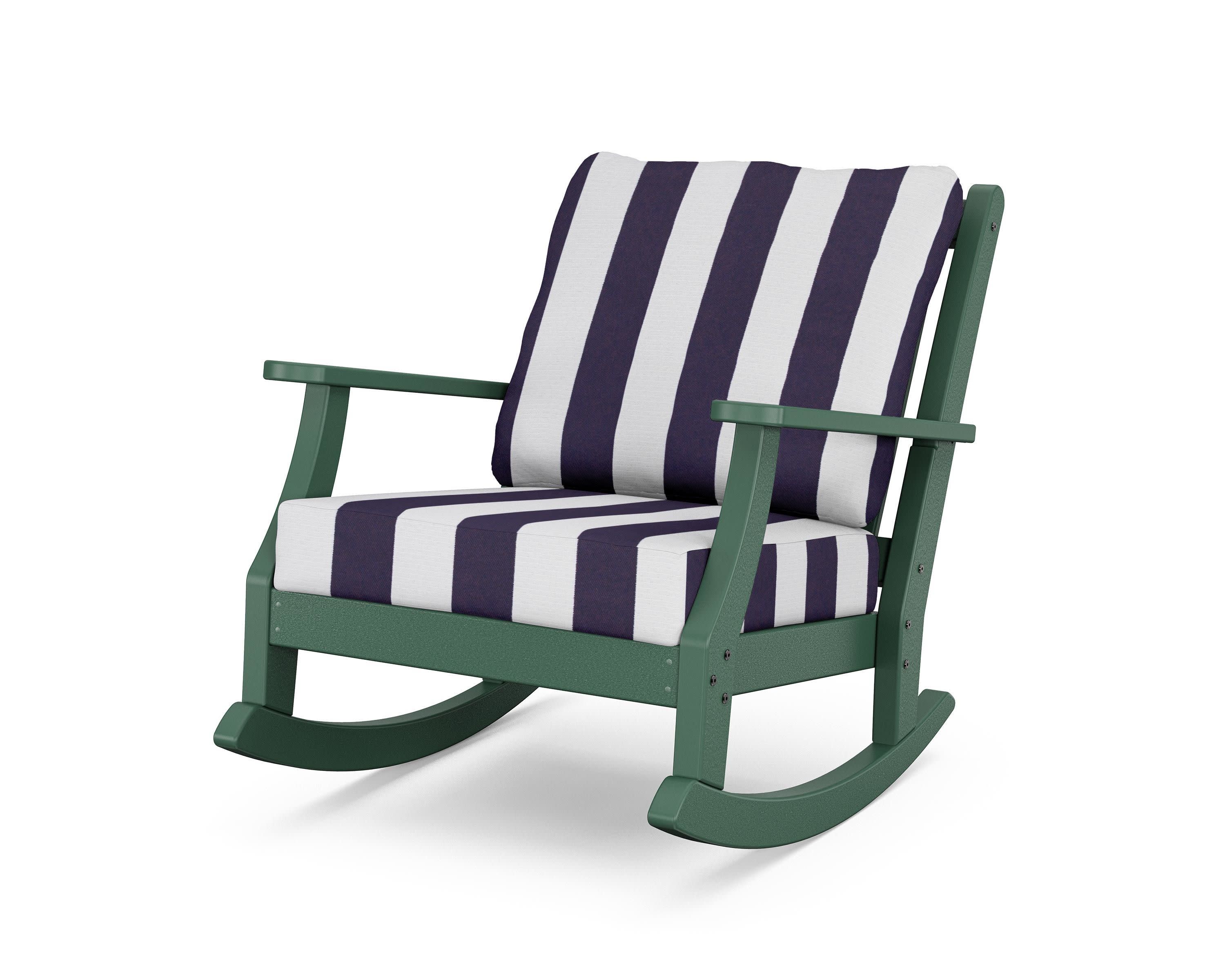 Wovendale Deep Seating Rocking Chair in Green / Cabana Stripe Navy