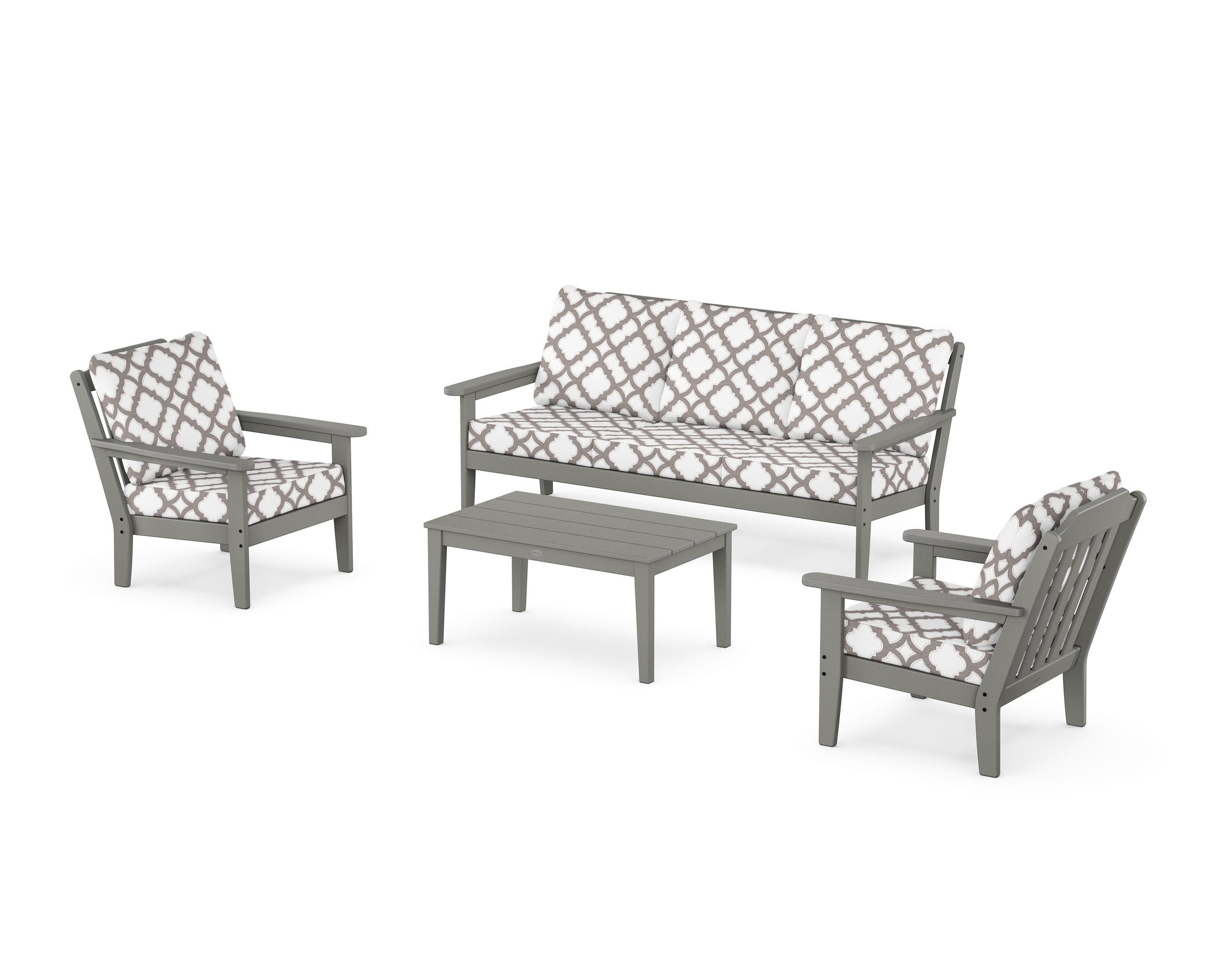 Cottage 4-Piece Deep Seating Set with Sofa in Slate Grey / Trellis Grey Mist