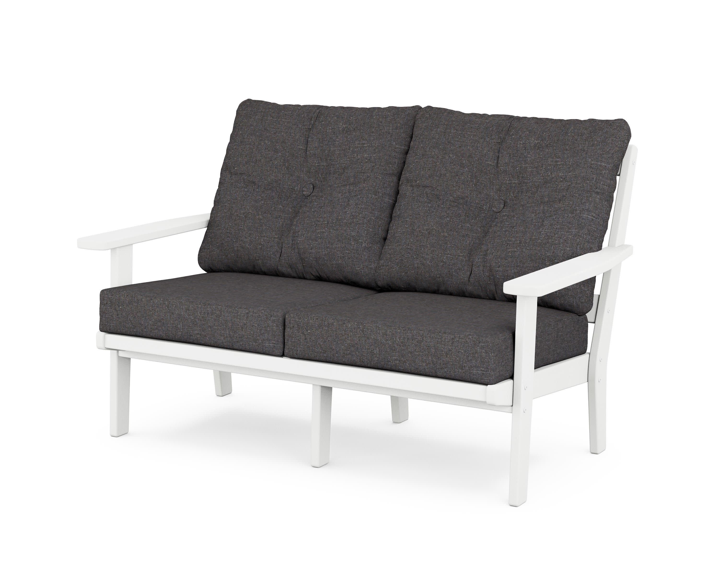 Prairie Deep SeatingLoveseat in White / Ash Charcoal