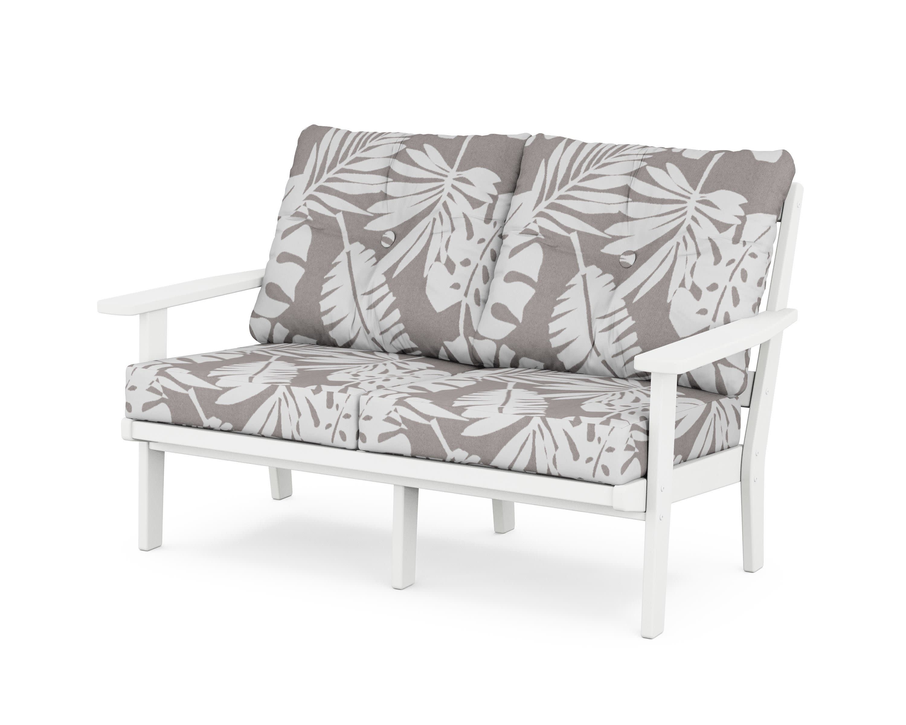 Prairie Deep SeatingLoveseat in White / Leaf Grey Mist