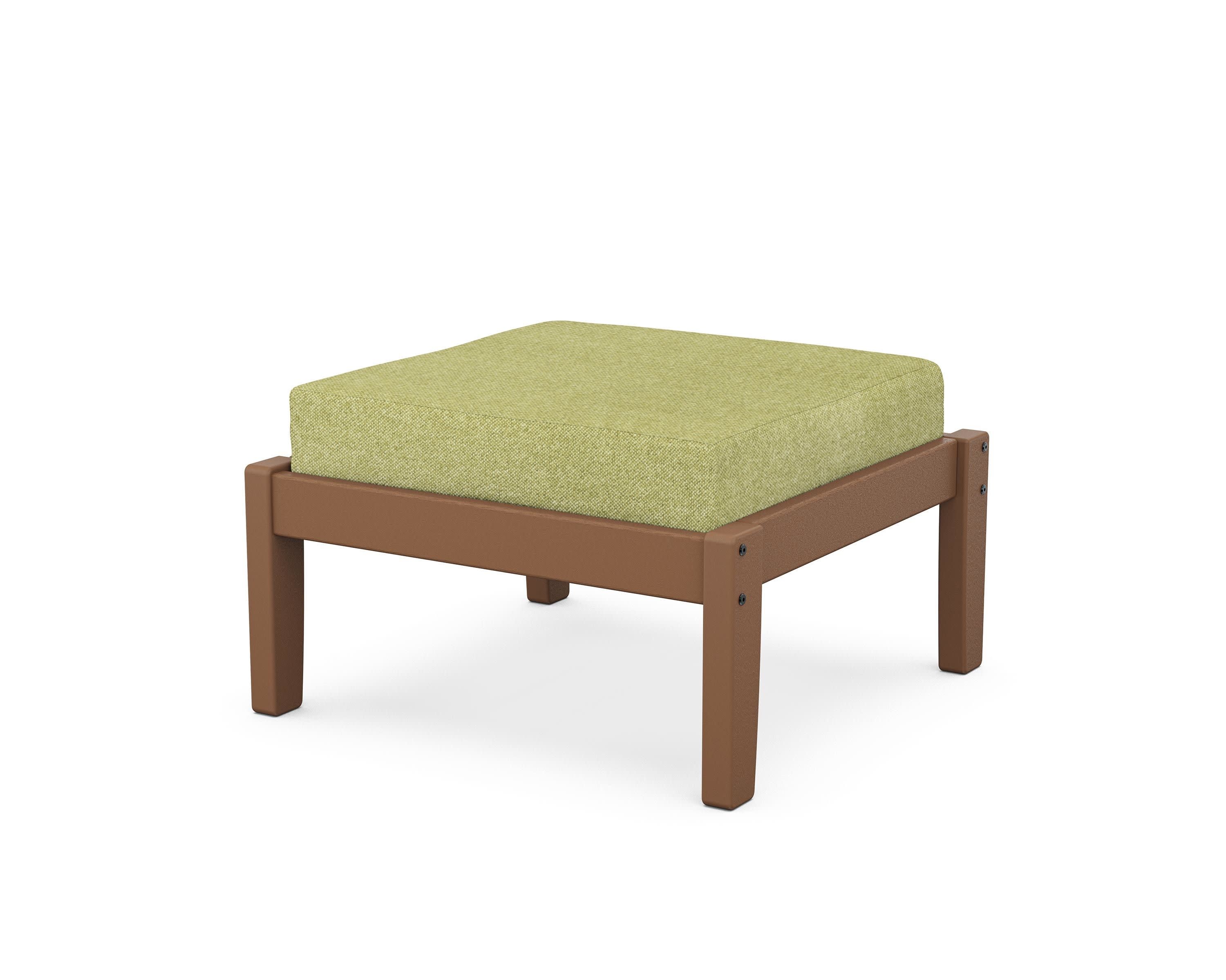 Deep Seating Ottoman in Teak / Chartreuse Boucle