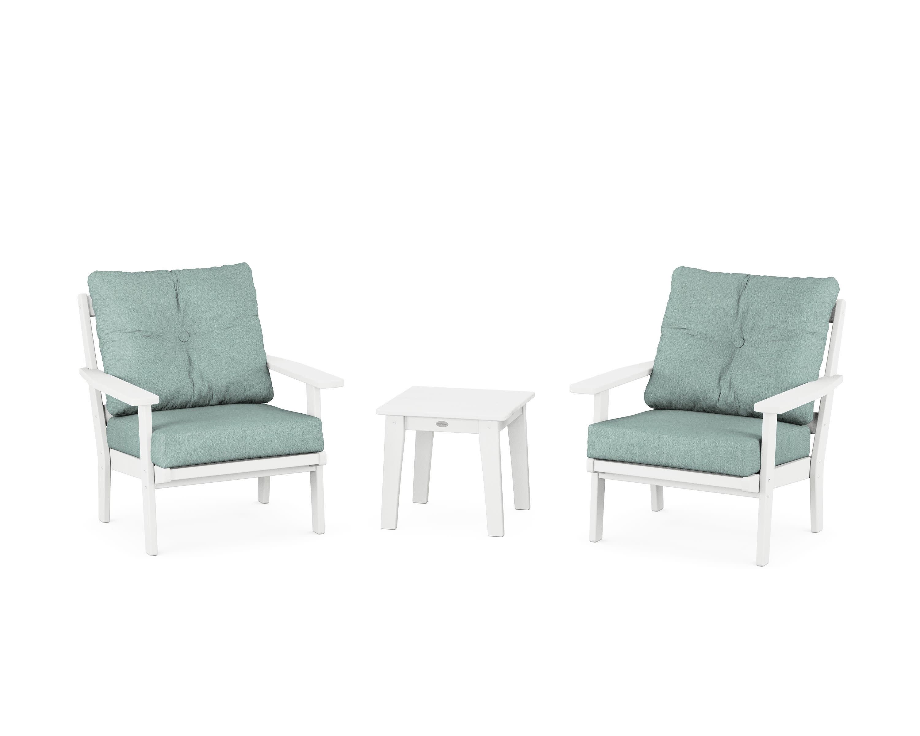 Prairie 3-Piece Deep Seating Set in White / Glacier Spa