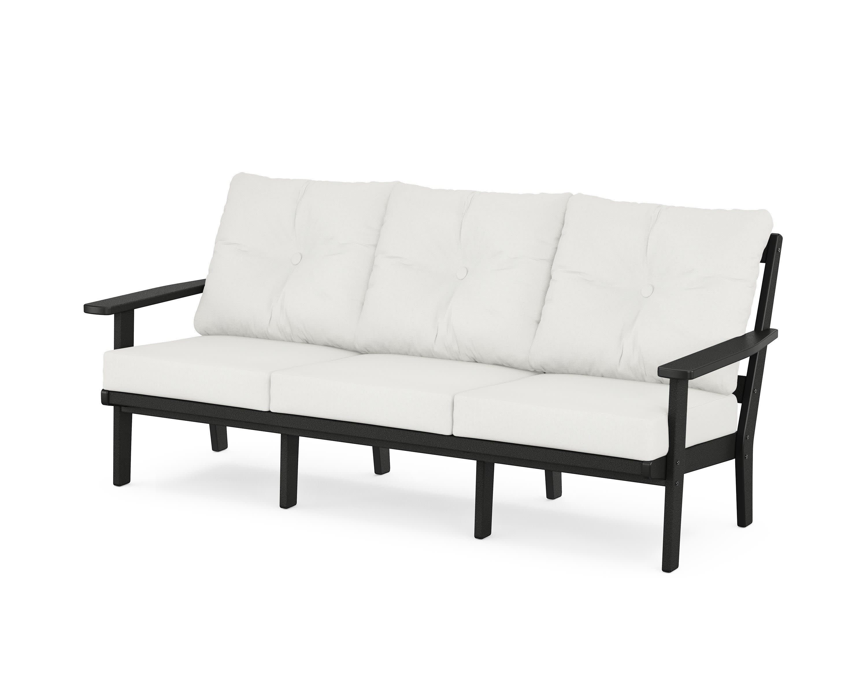PrairieDeep Seating Sofa in Black / Natural Linen