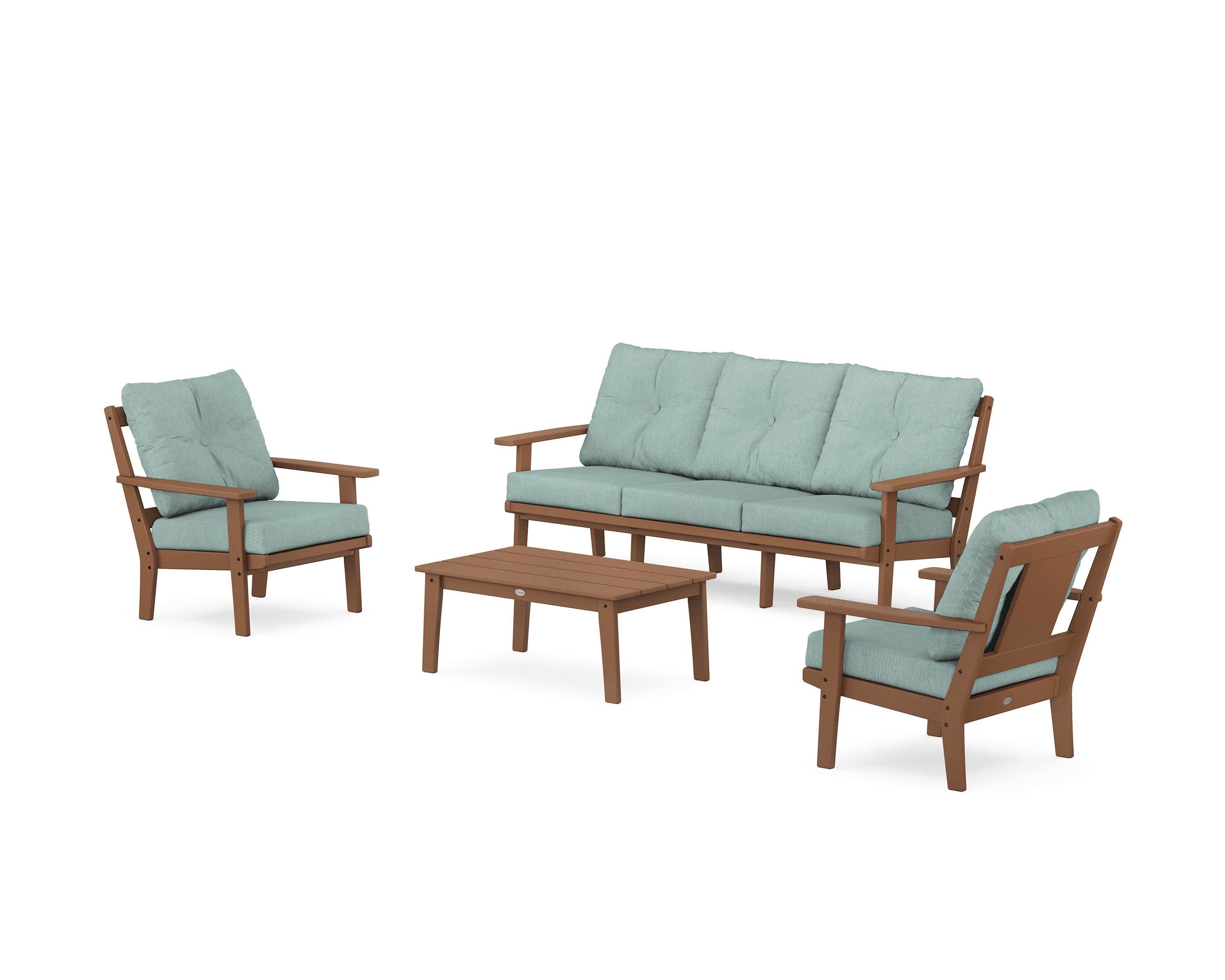 Prairie 4-Piece Deep Seating Set with Sofa in Teak / Glacier Spa